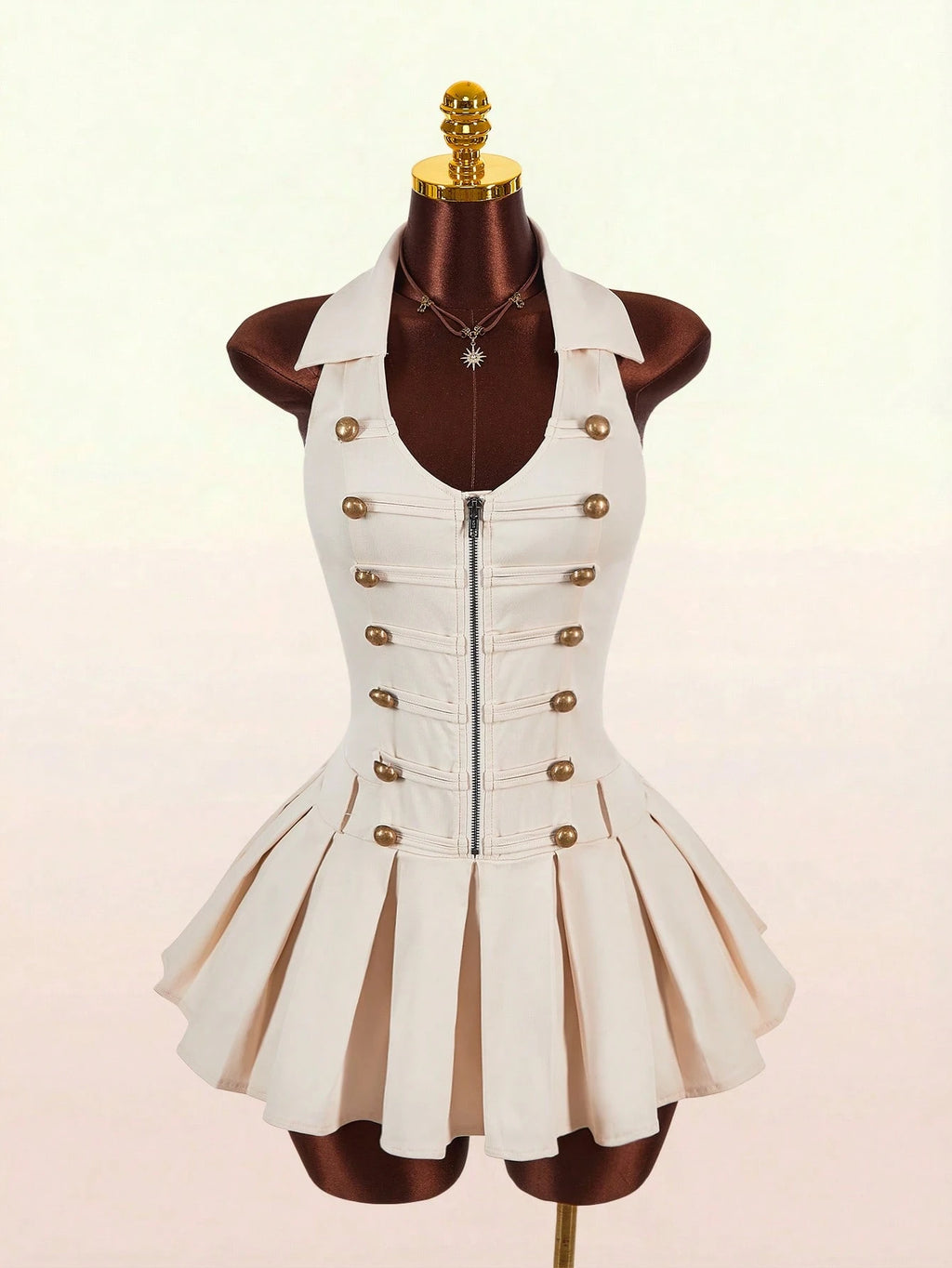 Amplova Sleeveless Sexy Fitted Napoleon Split Pleated Skirt With