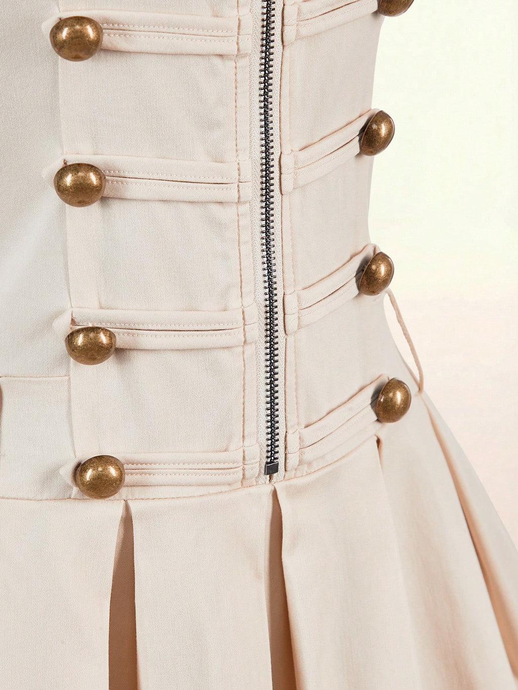 Amplova Sleeveless Sexy Fitted Napoleon Split Pleated Skirt With