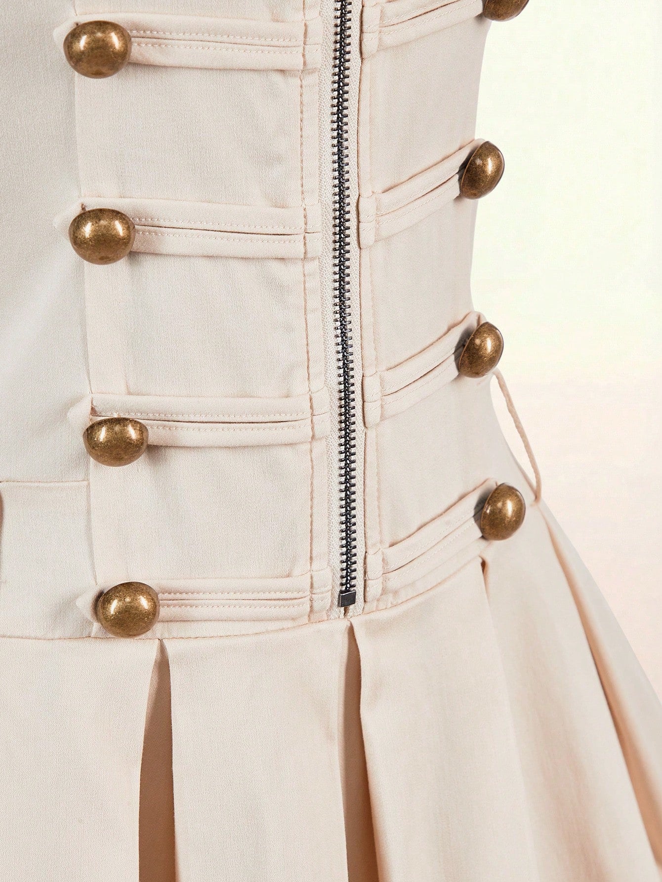 Amplova Sleeveless Sexy Fitted Napoleon Split Pleated Skirt With