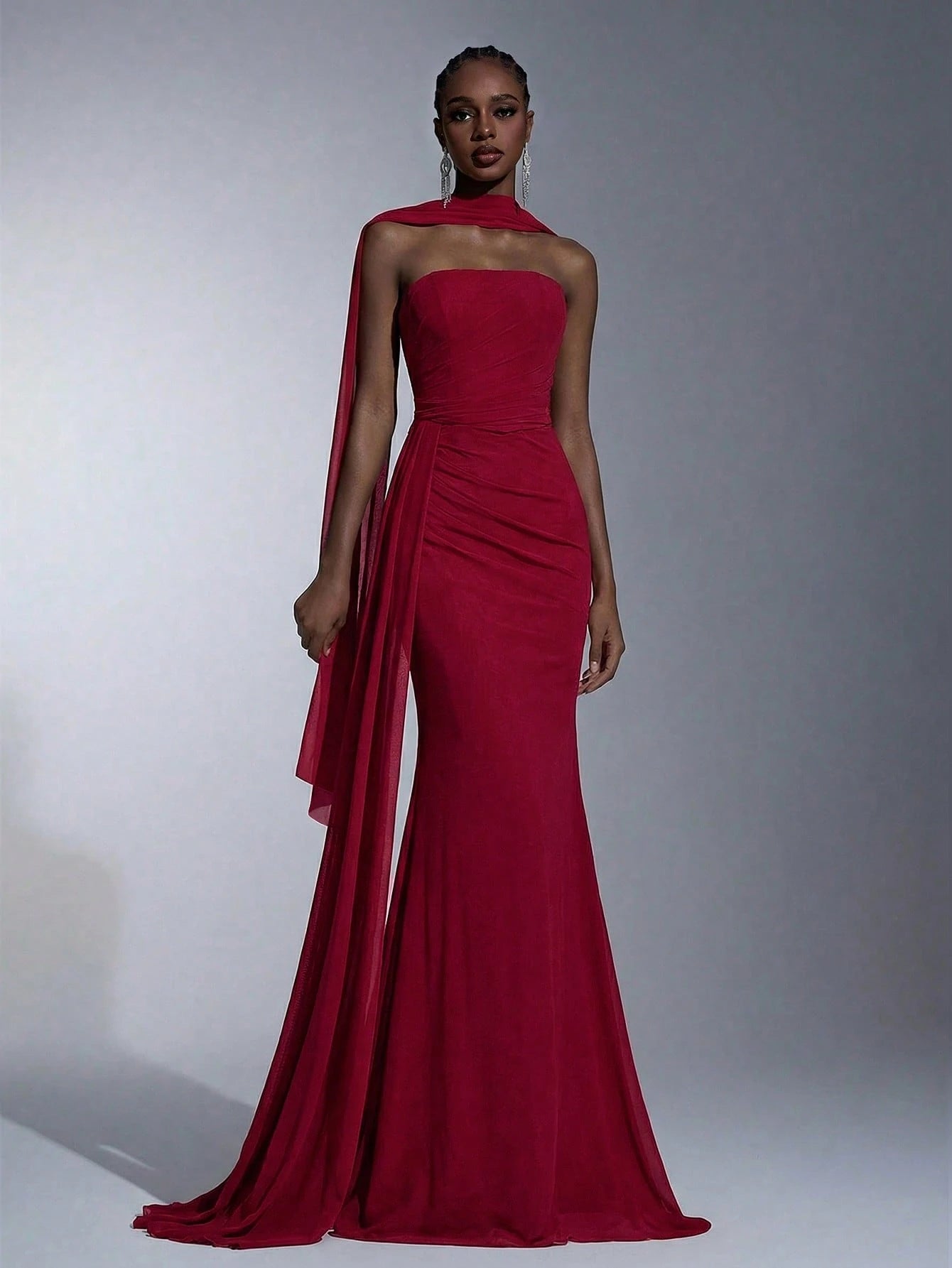 Elitara Dusty Blue Summer Formal Evening Prom Wedding Dress,Elegant Chiffon Strapless Shaping Mermaid Low - image 15