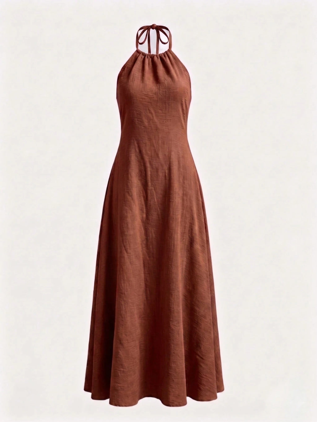 Women's Halter Neck Sleeveless Long Dress With Pockets, Elegant