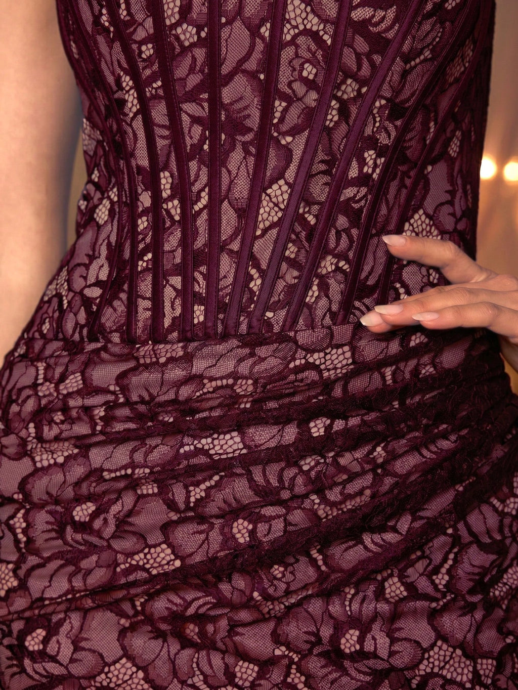 Elegant Strapless Corset Fitted Mermaid Evening Gown, Black Floral Lace Sheer Mesh Slit Long Dress, Formal - image 18