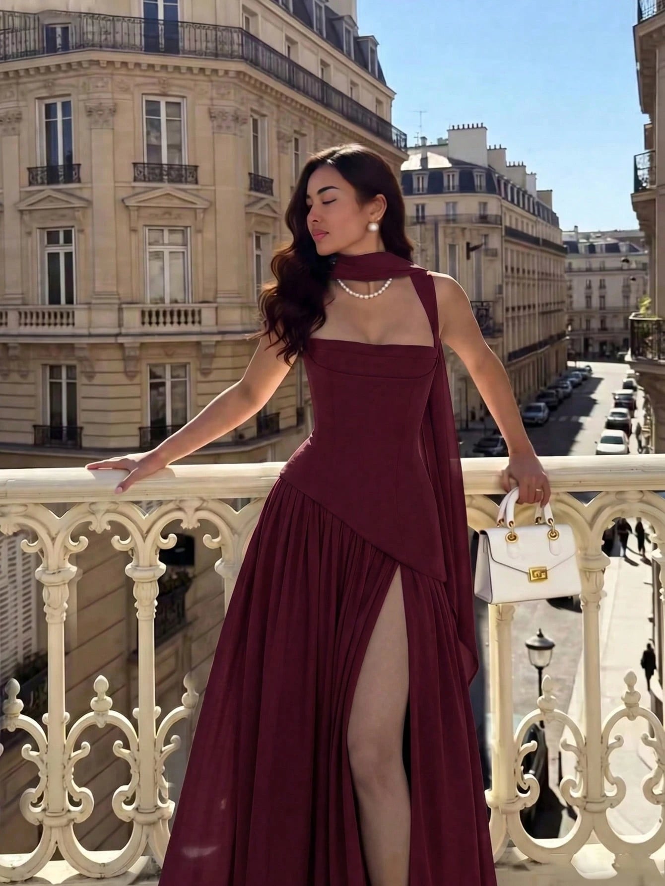 Women's Solid Color Square Neck Backless Tie Ruffle Hem Sexy Vacation