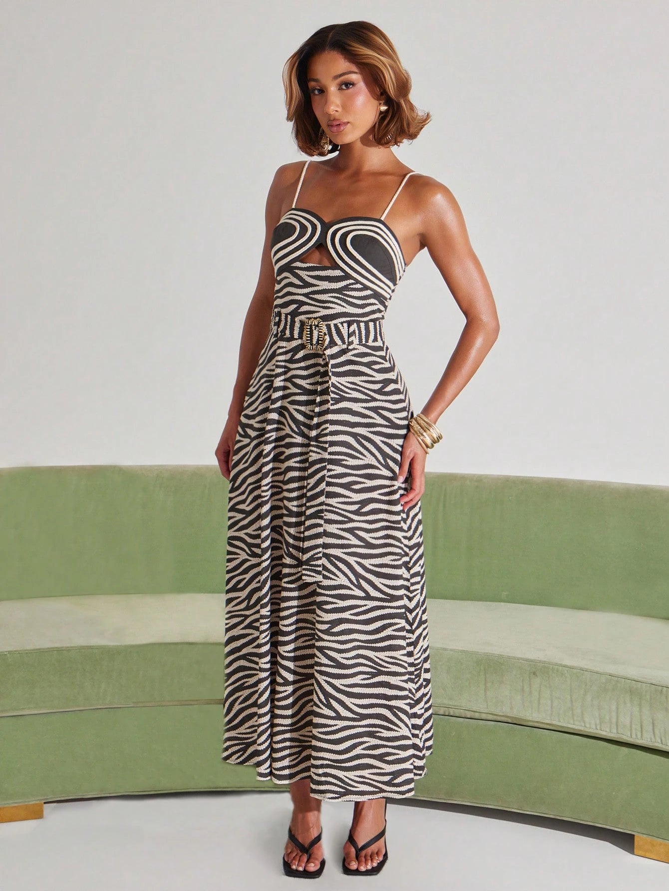 NYA SZN Dress Maxi Length Embroidered Sleeveless A Line Fit And Flare