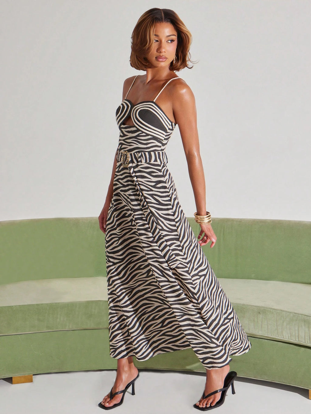 NYA SZN Dress Maxi Length Embroidered Sleeveless A Line Fit And Flare