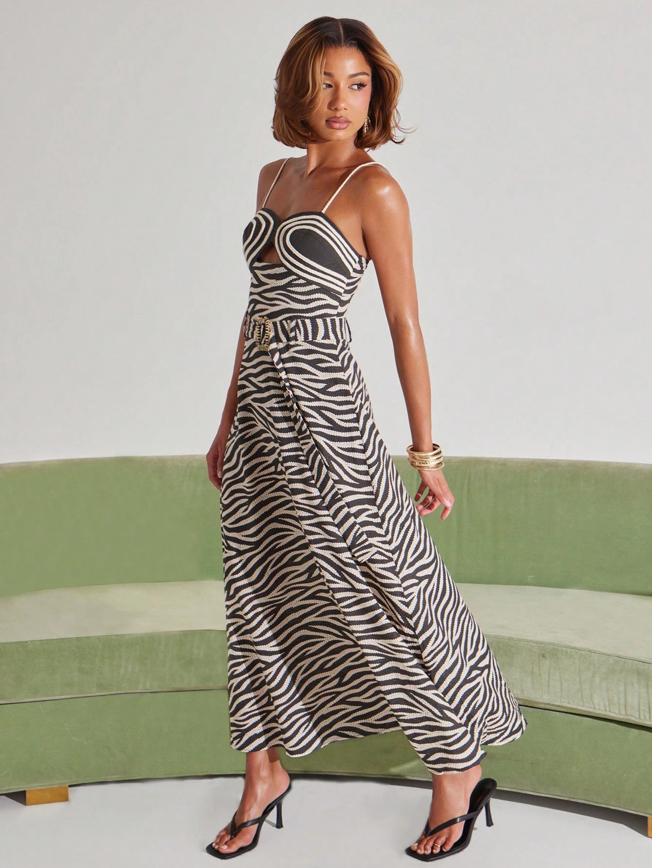NYA SZN Dress Maxi Length Embroidered Sleeveless A Line Fit And Flare