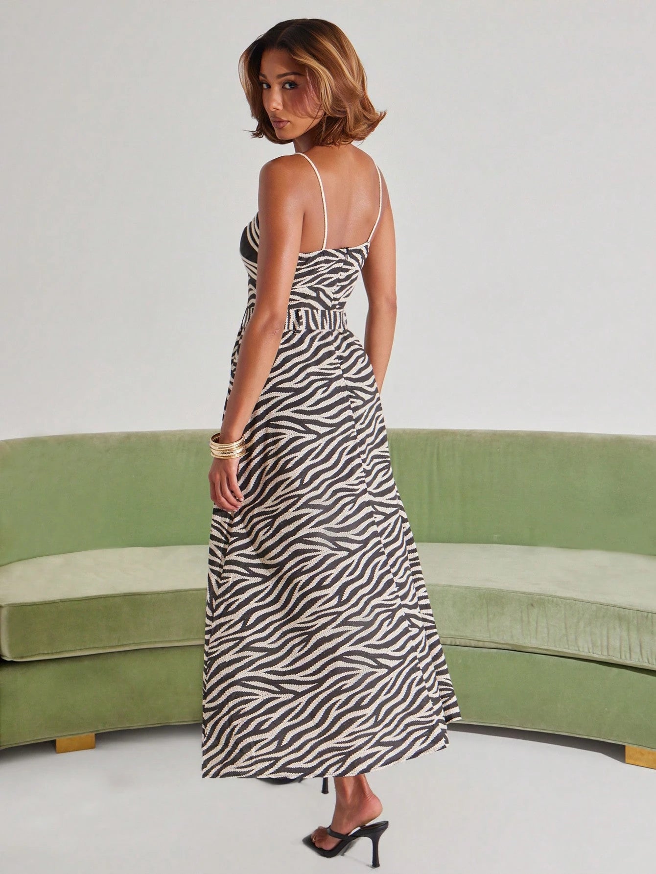 NYA SZN Dress Maxi Length Embroidered Sleeveless A Line Fit And Flare
