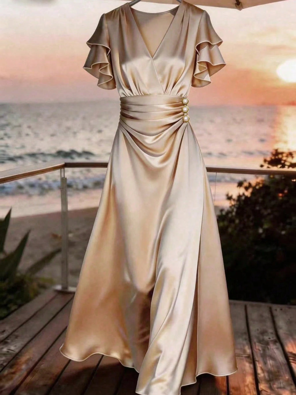 GlowEve Spring/Summer New Women's Long Dress With Waist Cinched
