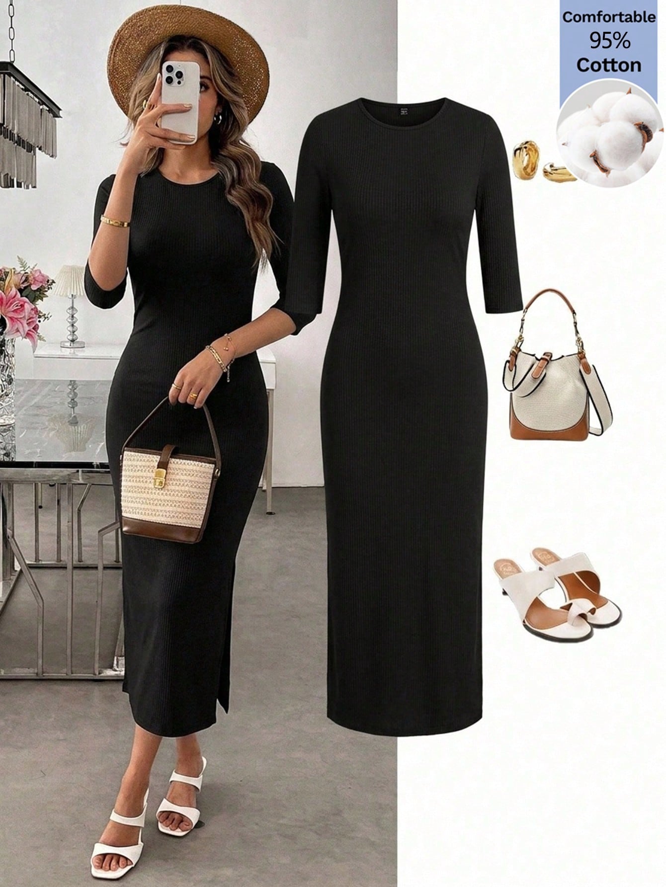 Easowa Women's Elegant Sexy Basic Casual Minimalist Solid Color Slim