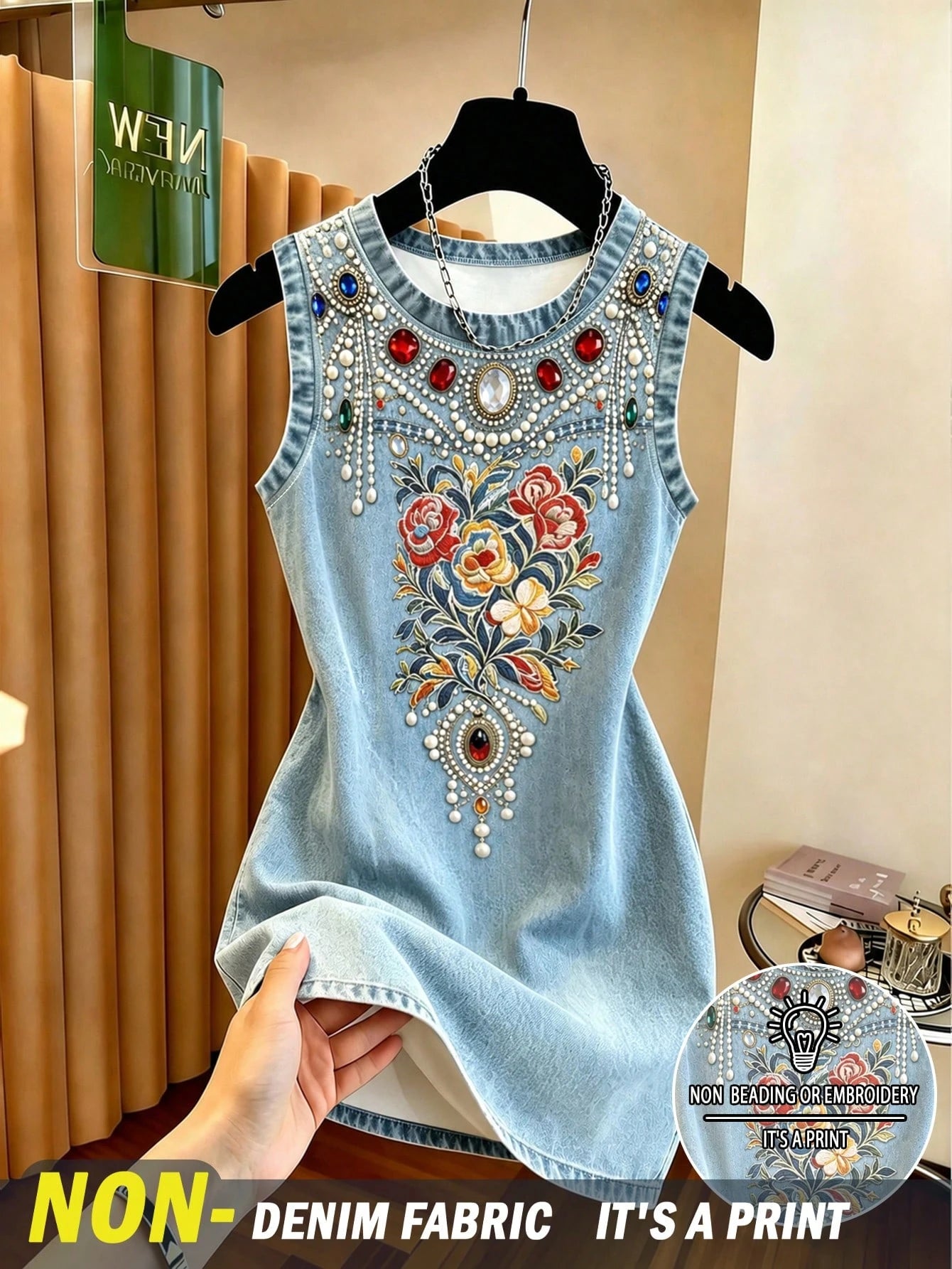 Resyla Women's Faux 3D Digital Print, Contrast Color Casual Fashion