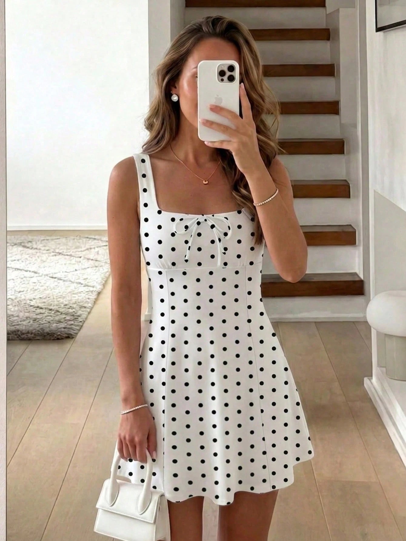 LUNE Women's Summer Casual Tie-Up Sleeveless Mini Dress
