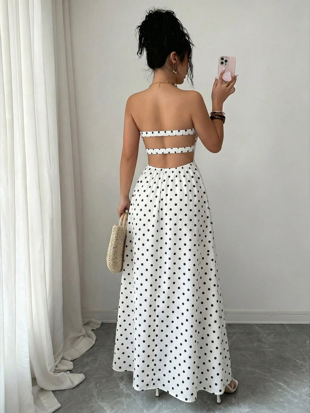 Elenzga Women's Blue And White Floral Print Boho Maxi Strapless