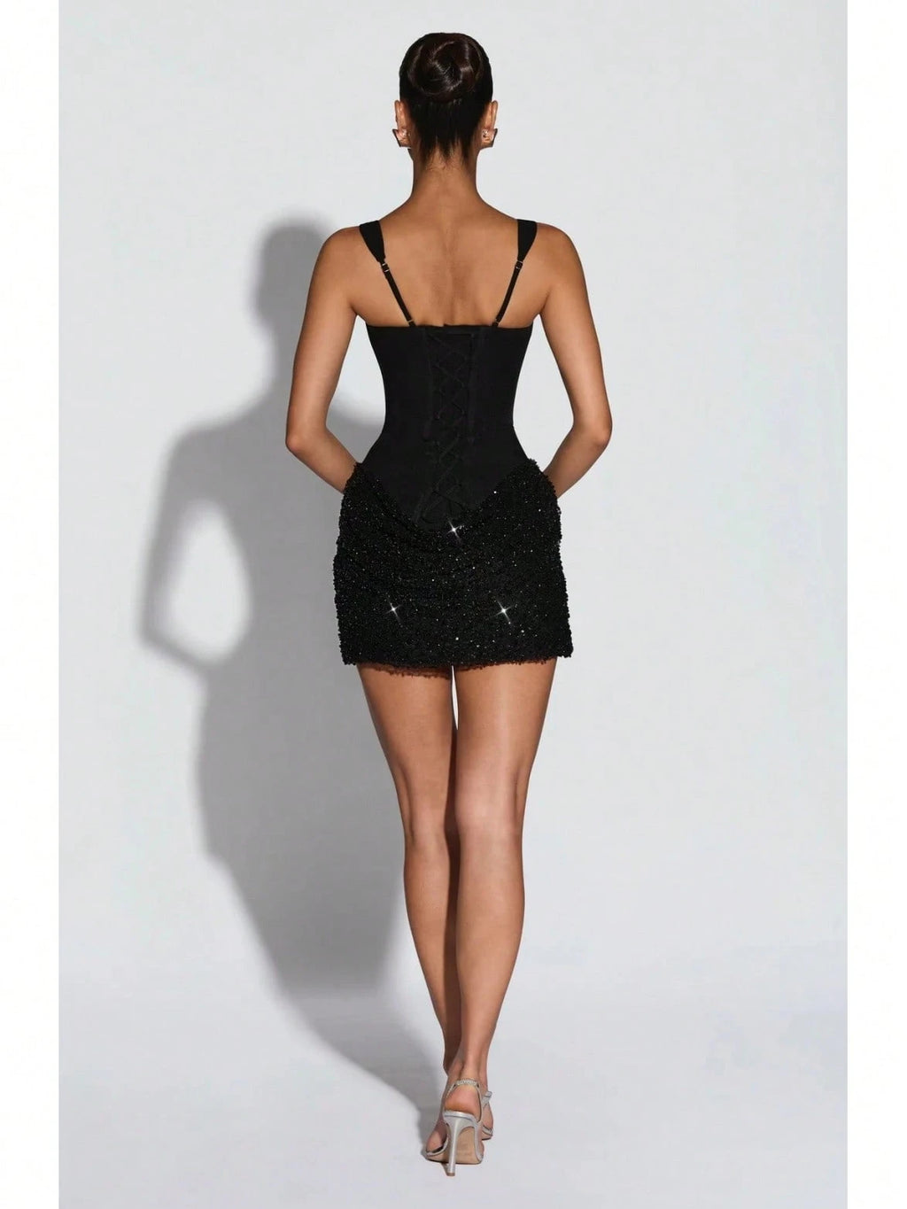 Square Neck Corset Mini Party Dress, Sequin Ruched Skirt Bodycon Gown For Birthday Banquets, Cocktail - image 11