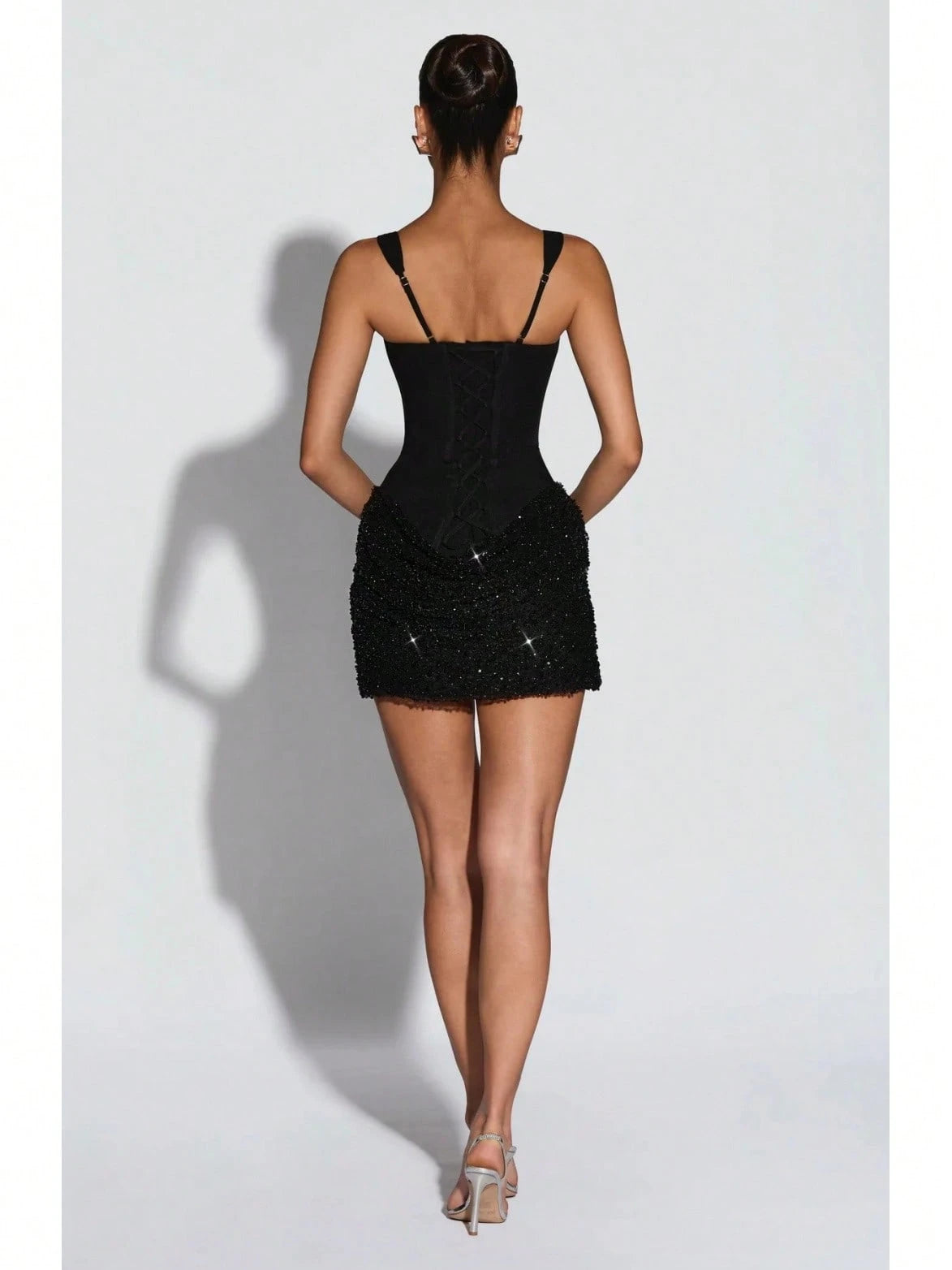 Square Neck Corset Mini Party Dress, Sequin Ruched Skirt Bodycon Gown For Birthday Banquets, Cocktail - image 11