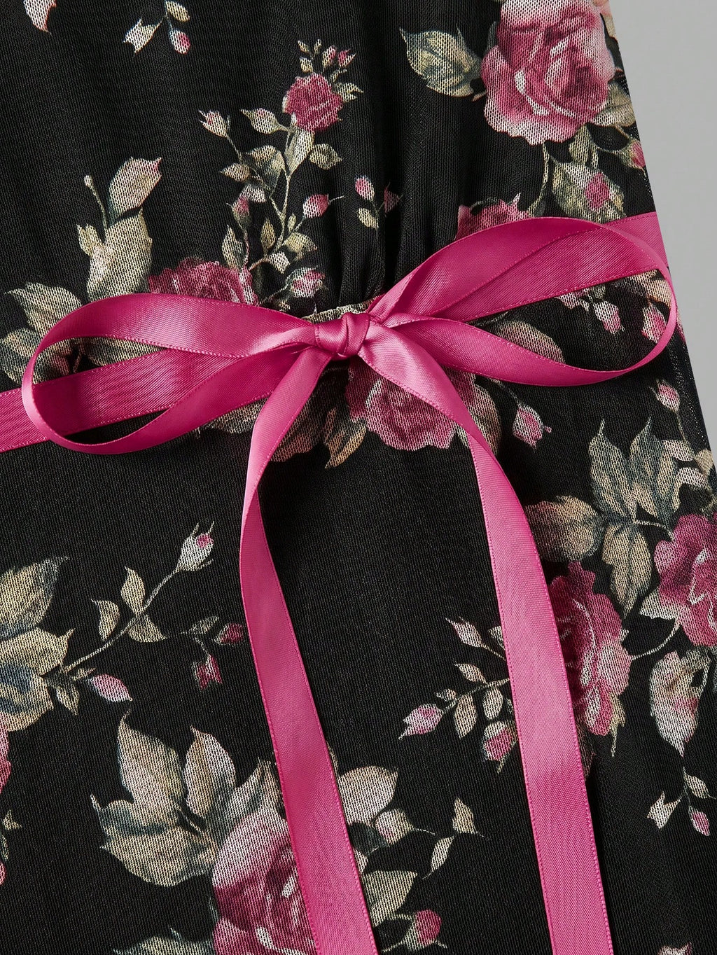 MOD Bowknot Pleated Mesh Abstract Floral Dress, Back To School, Elegant French, Vacation, Going Out Date - image 5