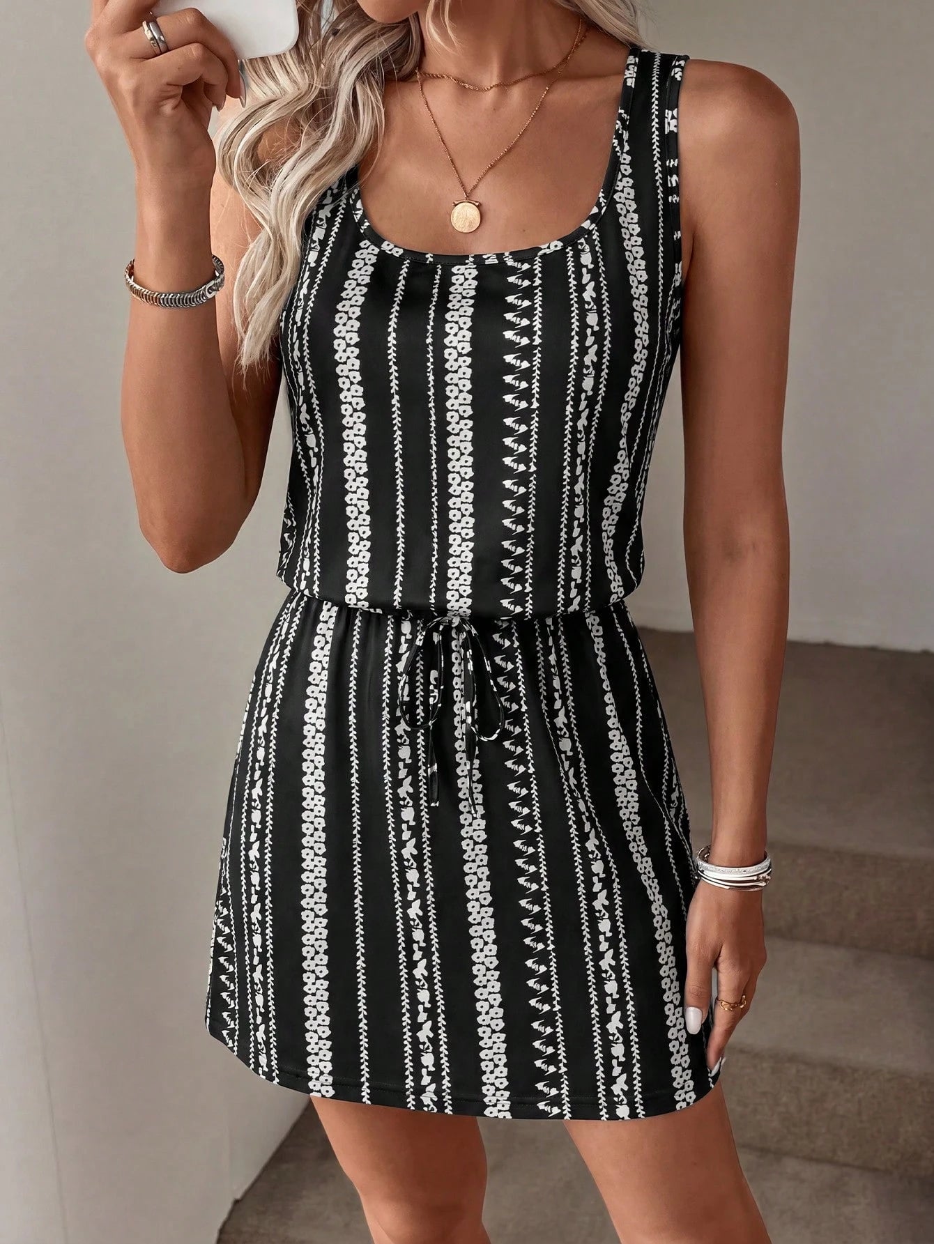 LUNE Women's Casual Printed Short Dress Suitable For Spring And Summer