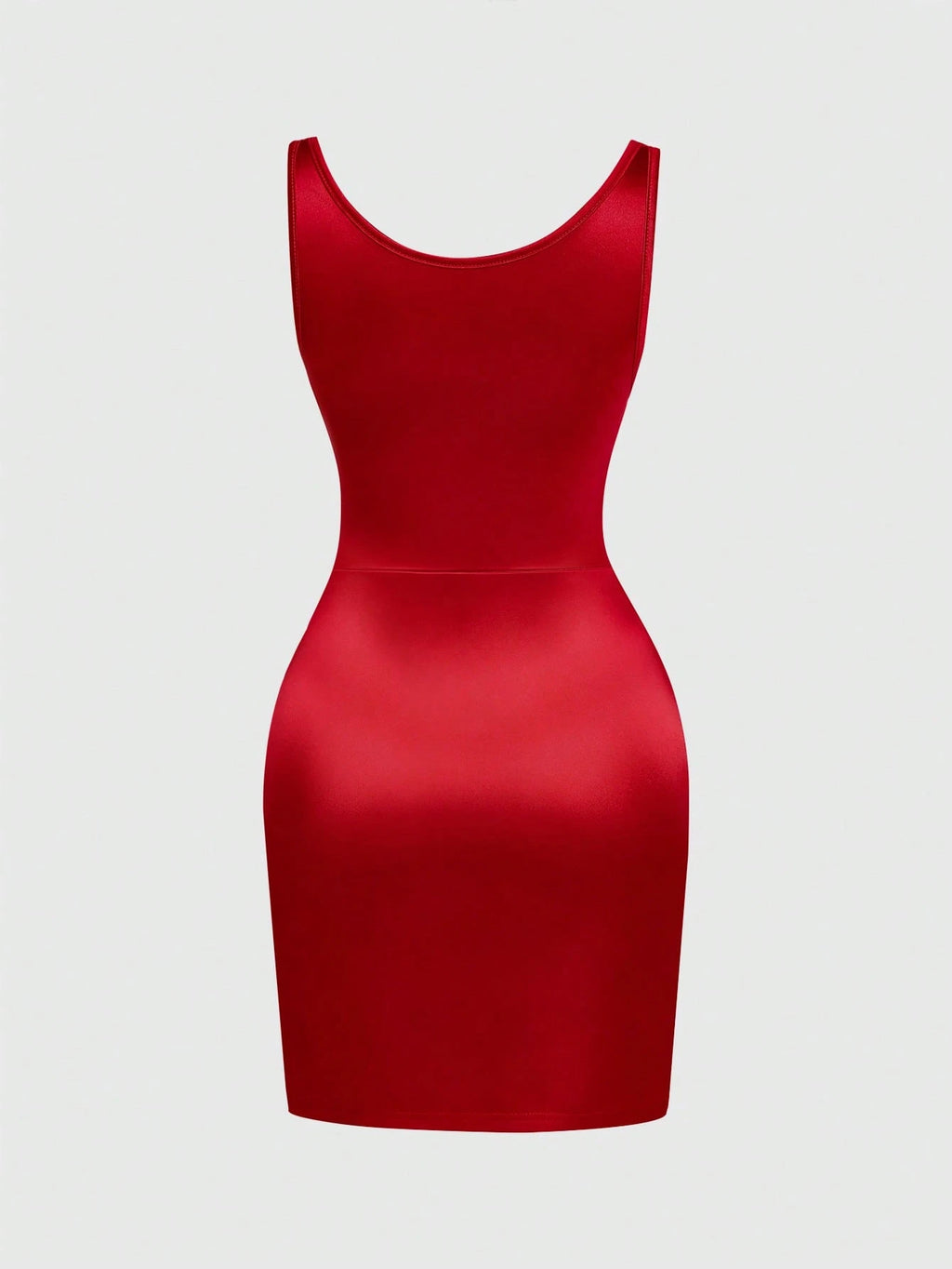 GlowEve Women's Red Satin Glossy Fabric Solid Color Cowl Neck Dress,