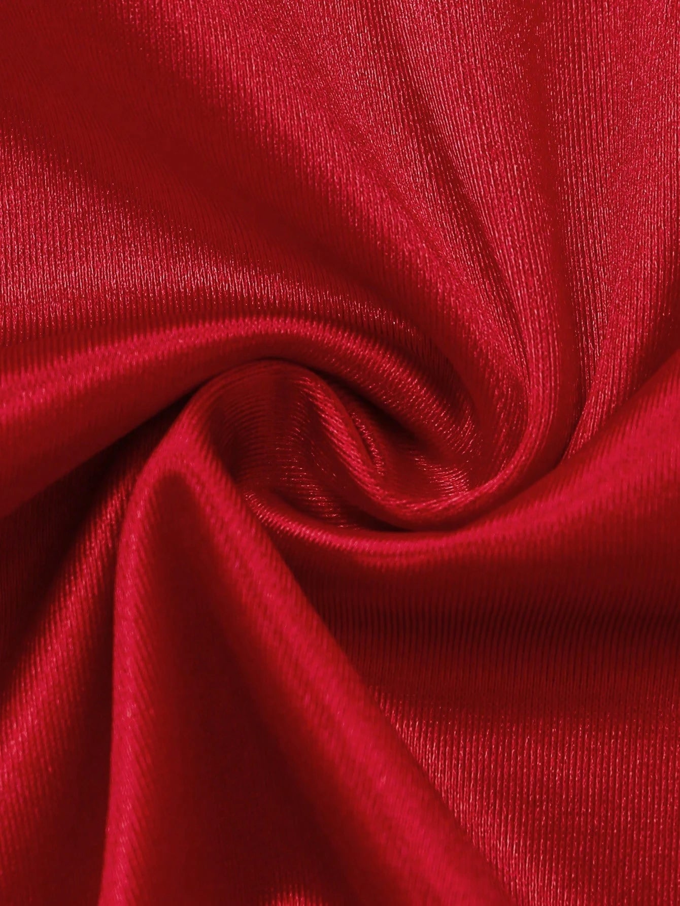GlowEve Women's Red Satin Glossy Fabric Solid Color Cowl Neck Dress,