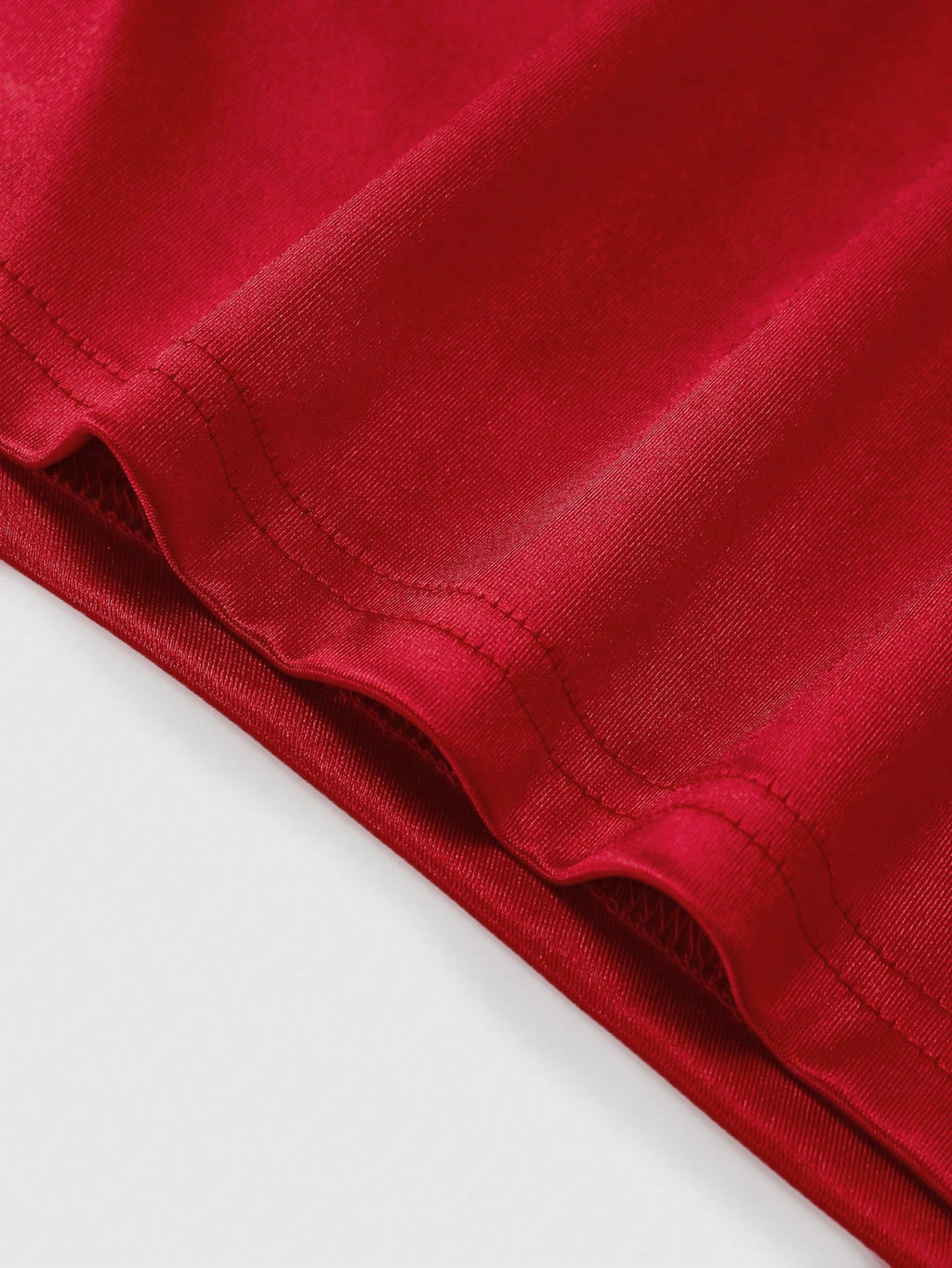 GlowEve Women's Red Satin Glossy Fabric Solid Color Cowl Neck Dress,