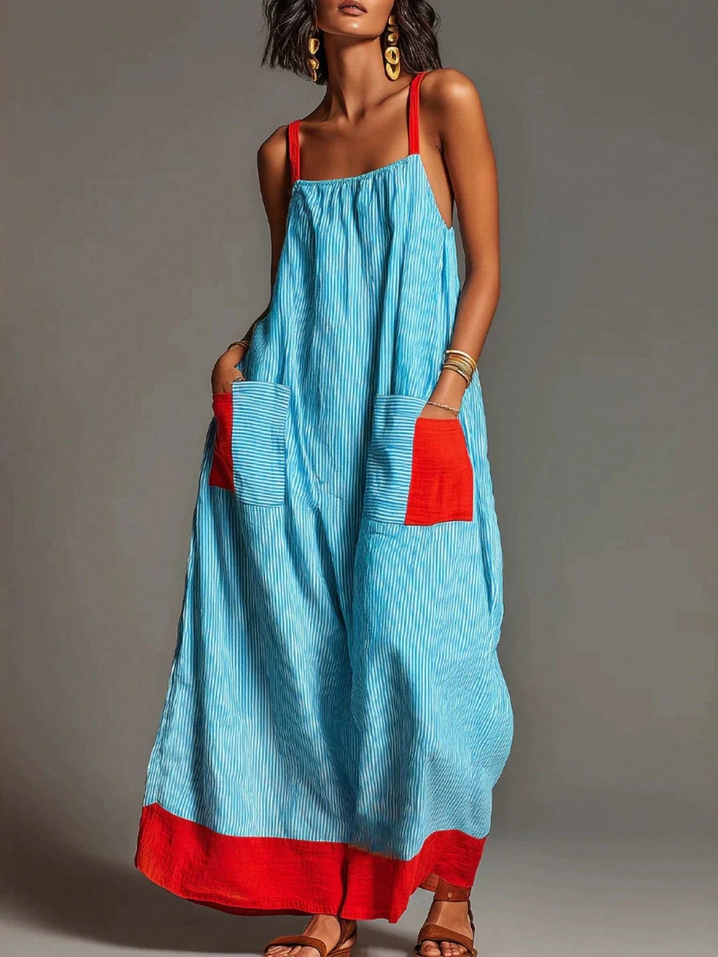 2026 Summer Women's Striped Elegant High-End Strap Dress For Travel