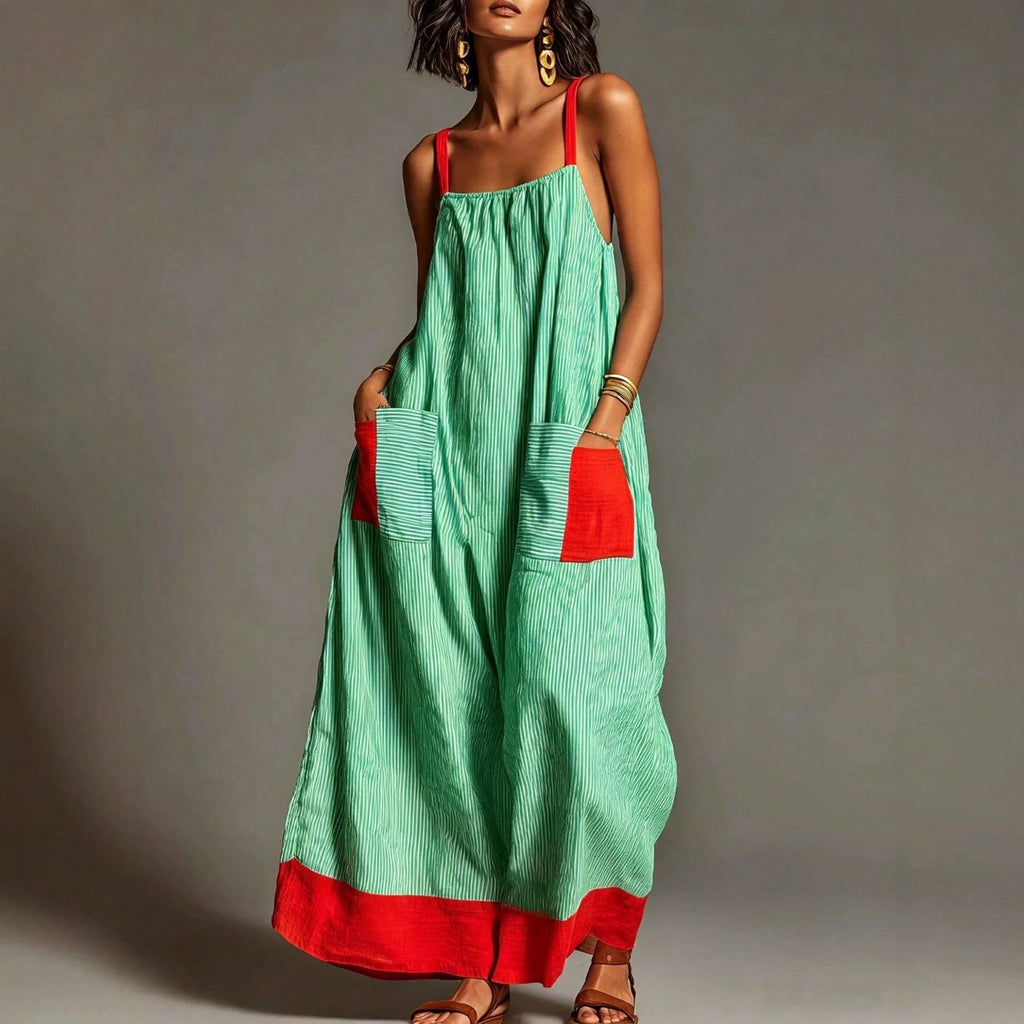 2026 Summer Women's Striped Elegant High-End Strap Dress For Travel