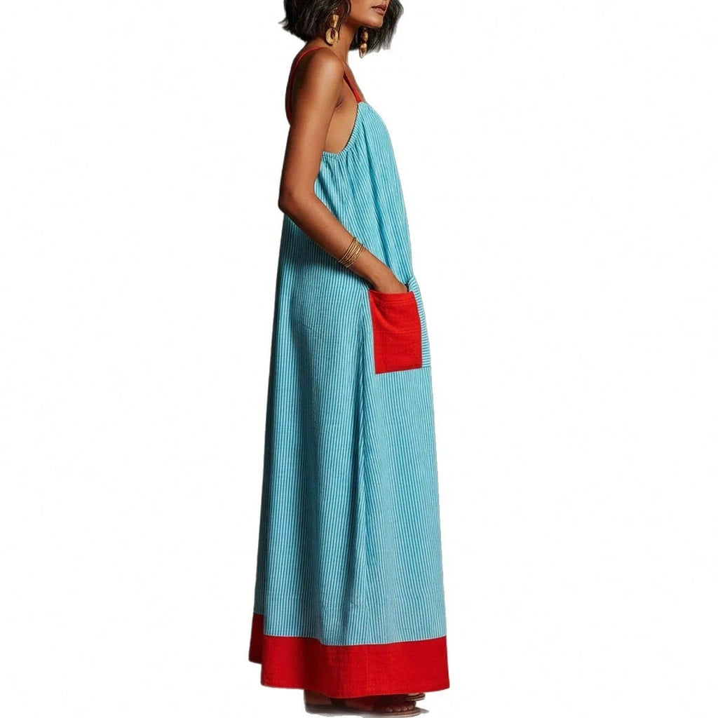 2026 Summer Women's Striped Elegant High-End Strap Dress For Travel