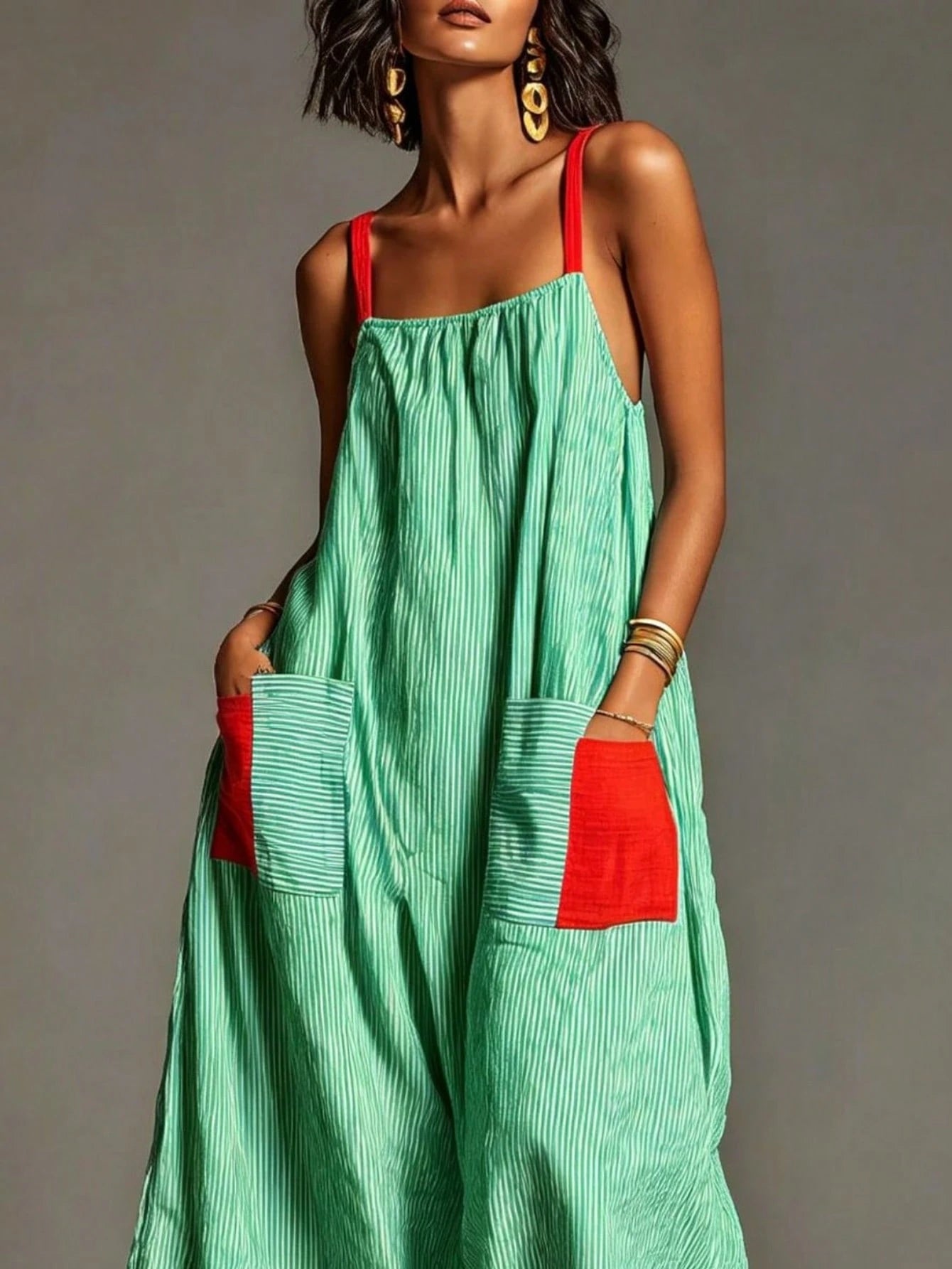 2026 Summer Women's Striped Elegant High-End Strap Dress For Travel