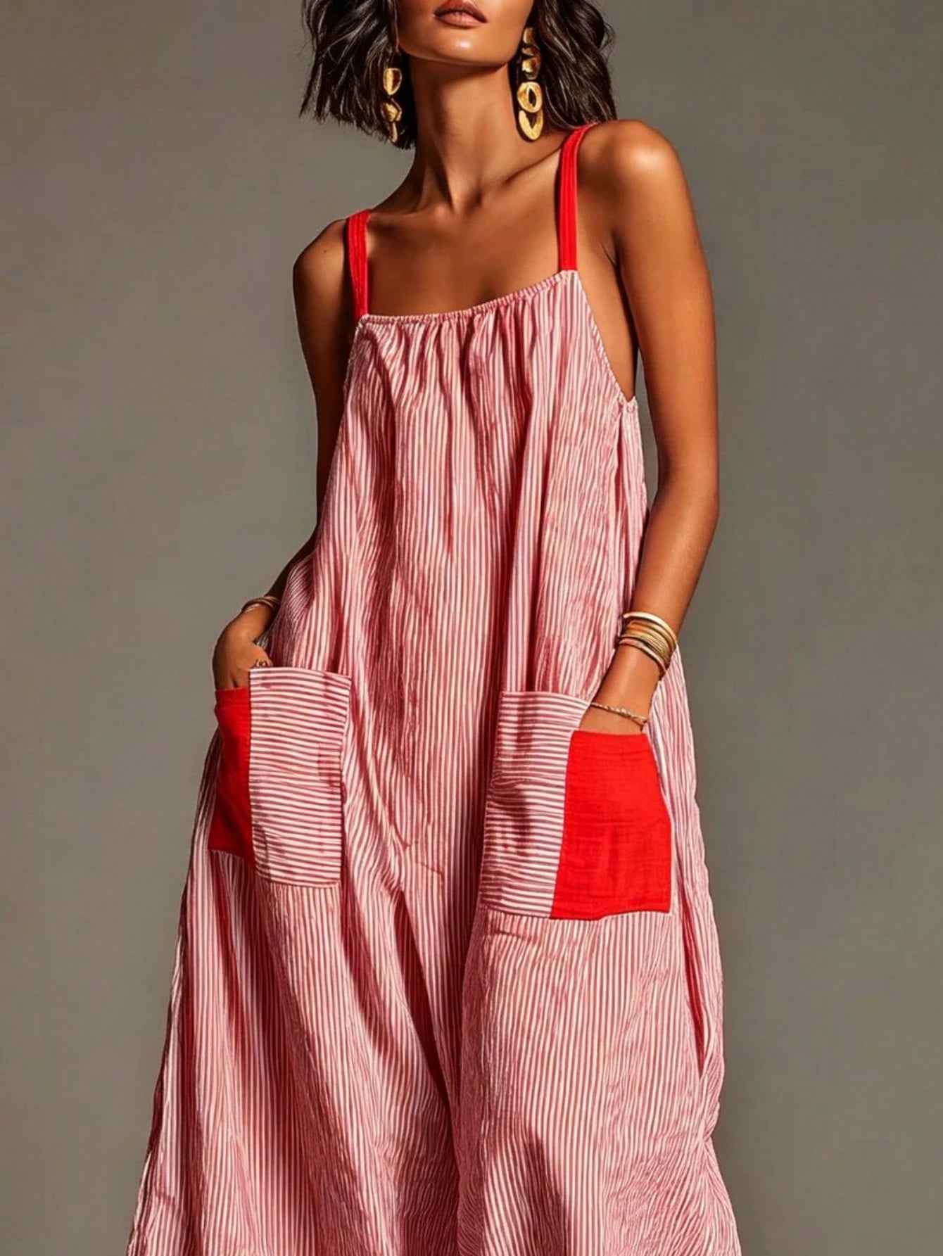 2026 Summer Women's Striped Elegant High-End Strap Dress For Travel