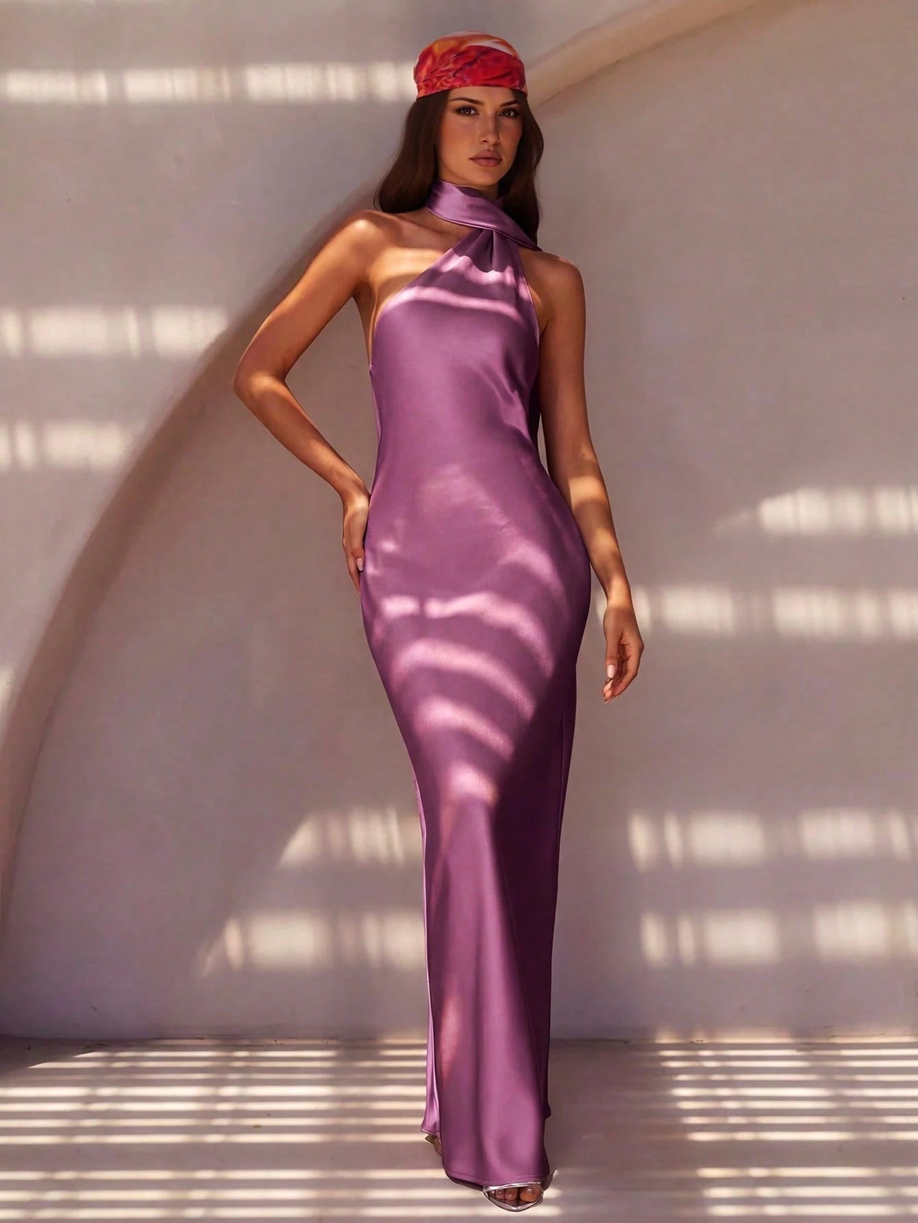 LOVE&LEMONADE Mint Green Satin Sleeveless Wrap Maxi Dress With Tie
