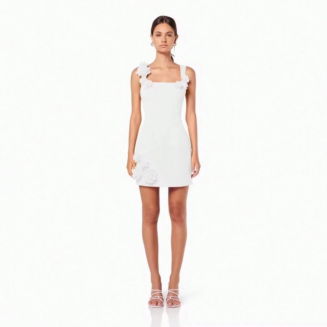 Women Floral Thin Strap Sleeveless Backless A-Line Dress Elegant Beach Vacation Casual Slim Short Sundress - image 2