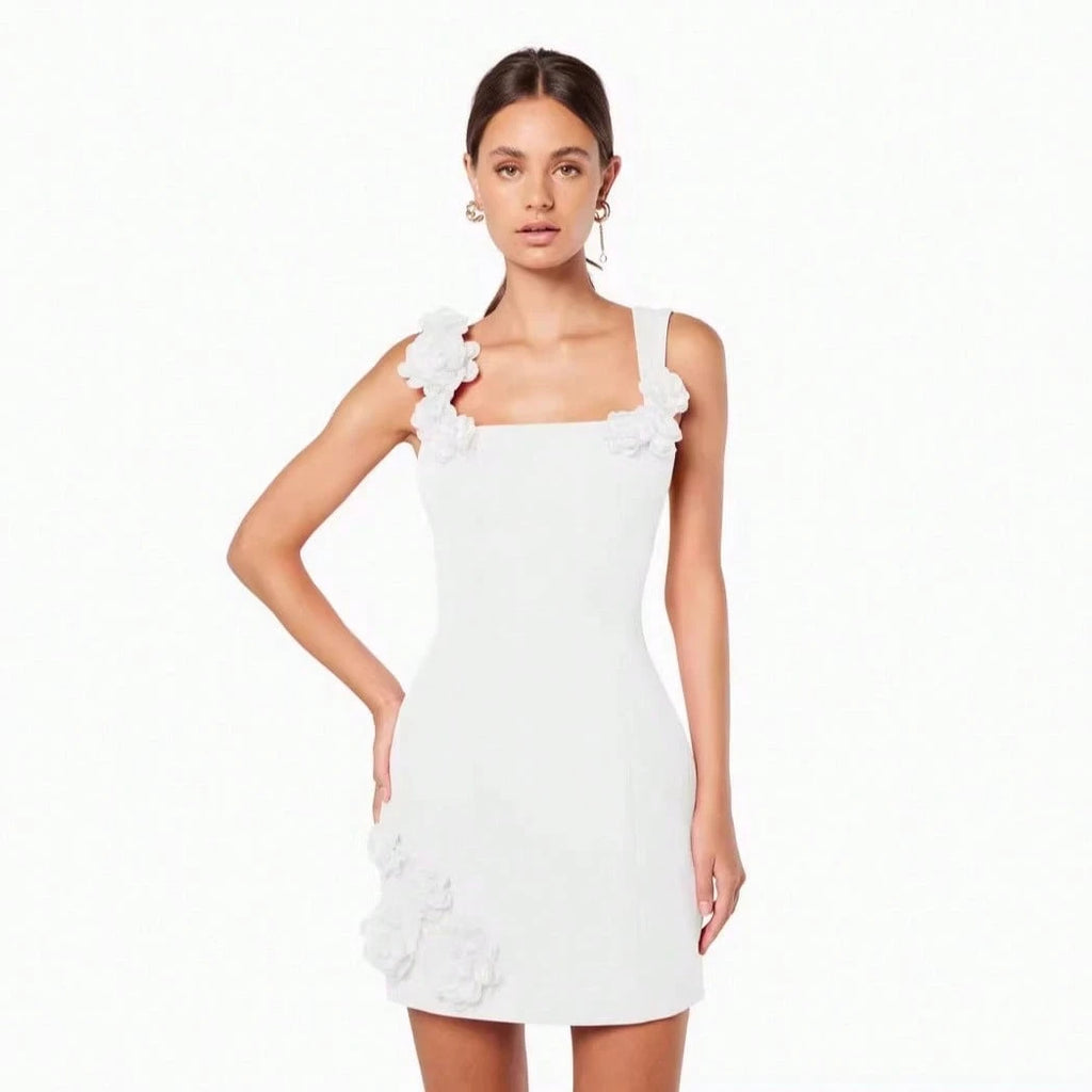 Women Floral Thin Strap Sleeveless Backless A-Line Dress Elegant Beach Vacation Casual Slim Short Sundress - image 4