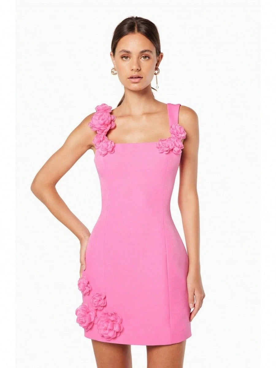 Women Floral Thin Strap Sleeveless Backless A-Line Dress Elegant Beach Vacation Casual Slim Short Sundress - image 9
