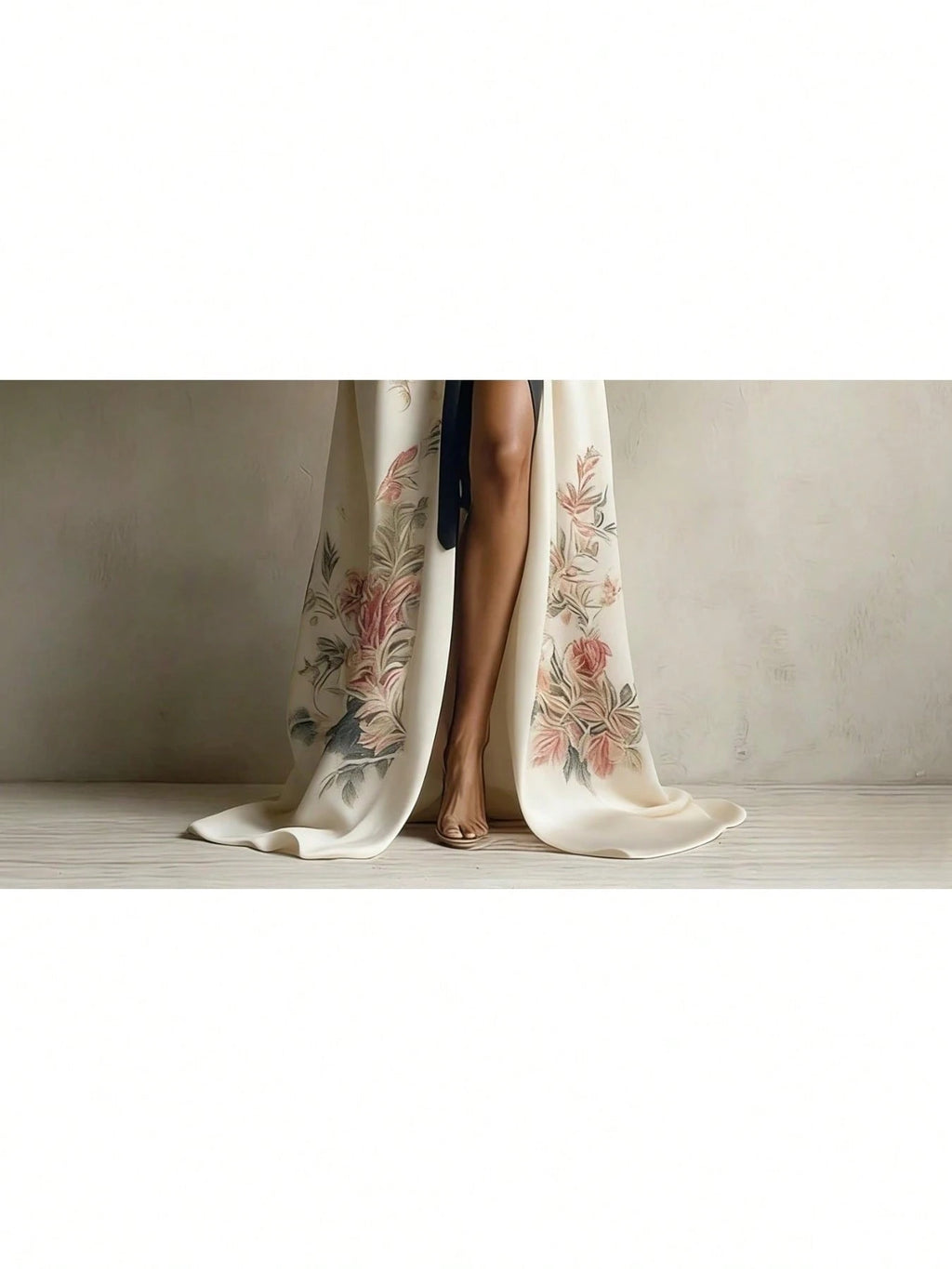 Women'S Elegant Kimono-Style Long Robe Dress, Japanese Floral Print,