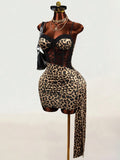 Mistrie Women's Leopard Print Sexy Spaghetti Strap Dress Night Out