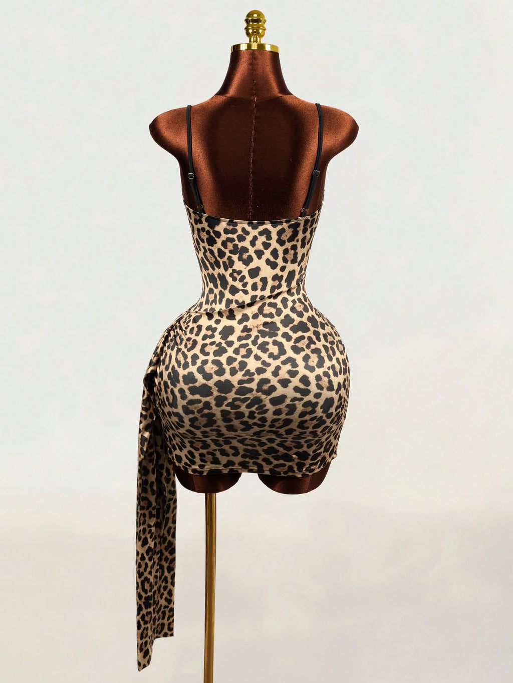 Mistrie Women's Leopard Print Sexy Spaghetti Strap Dress Night Out