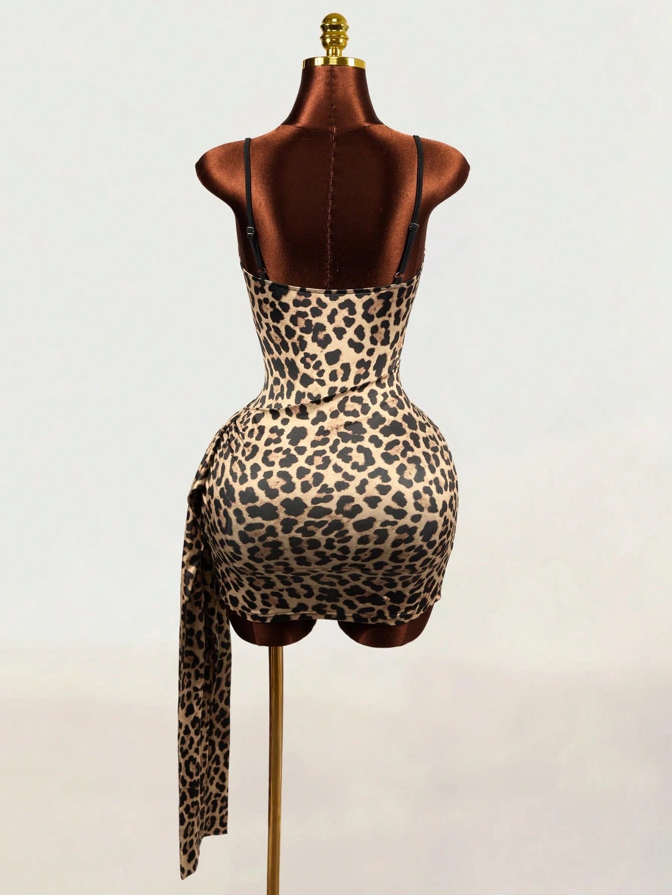 Mistrie Women's Leopard Print Sexy Spaghetti Strap Dress Night Out