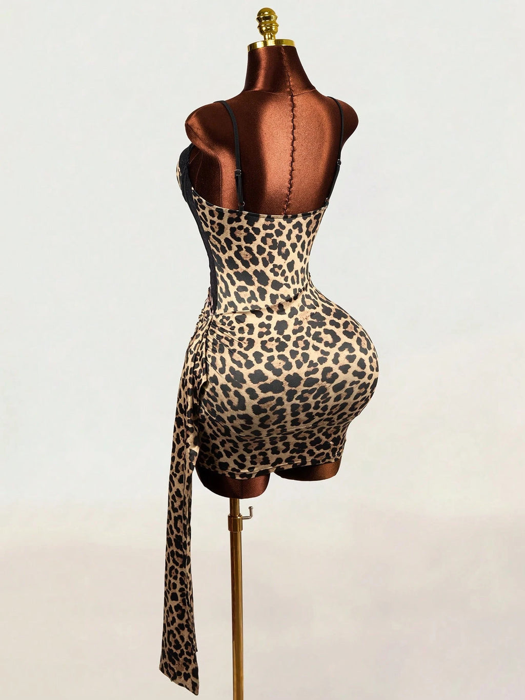 Mistrie Women's Leopard Print Sexy Spaghetti Strap Dress Night Out