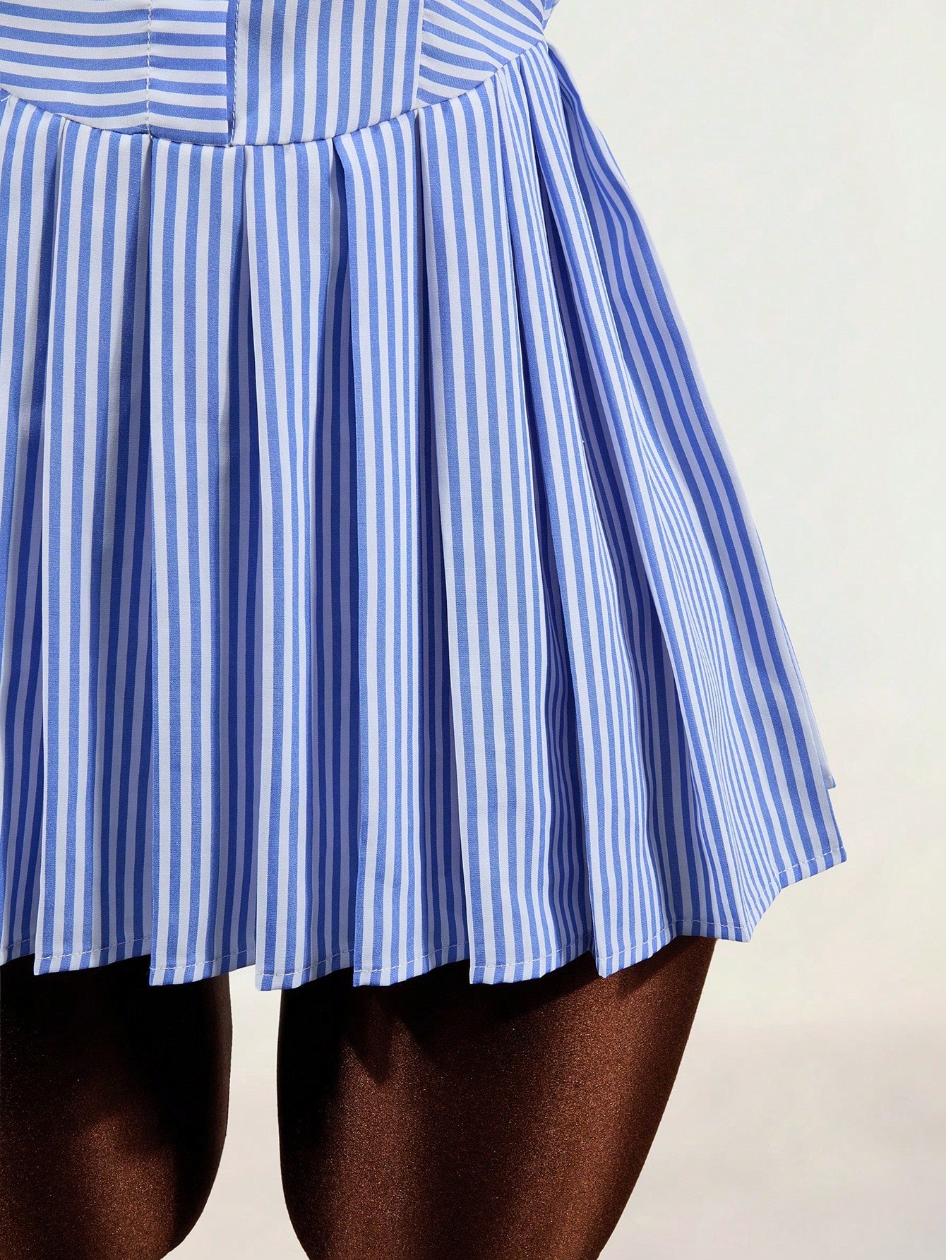 Mistrie Women Mini Dresses Back-To-School Vacation Blue And White Stripe Coastal - image 6