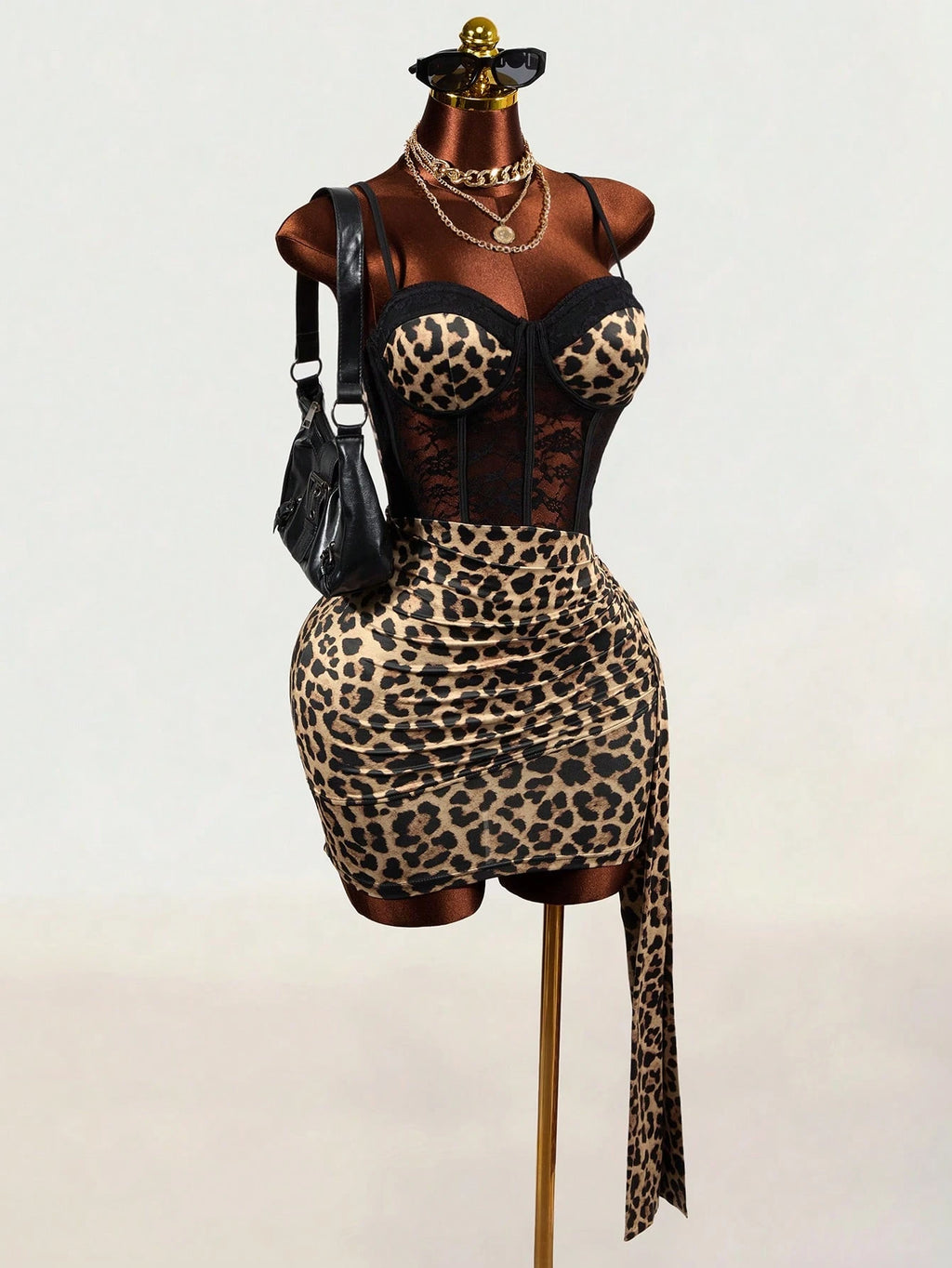 Mistrie Women's Leopard Print Sexy Spaghetti Strap Dress Night Out