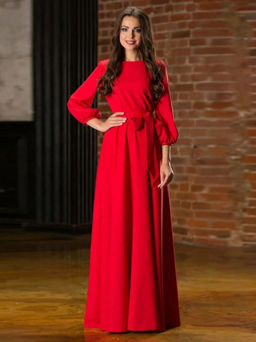 2026 New Cotton Long Dress, Women's Casual Round Neck Daily Gown - image 11