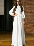 2026 New Cotton Long Dress, Women's Casual Round Neck Daily Gown