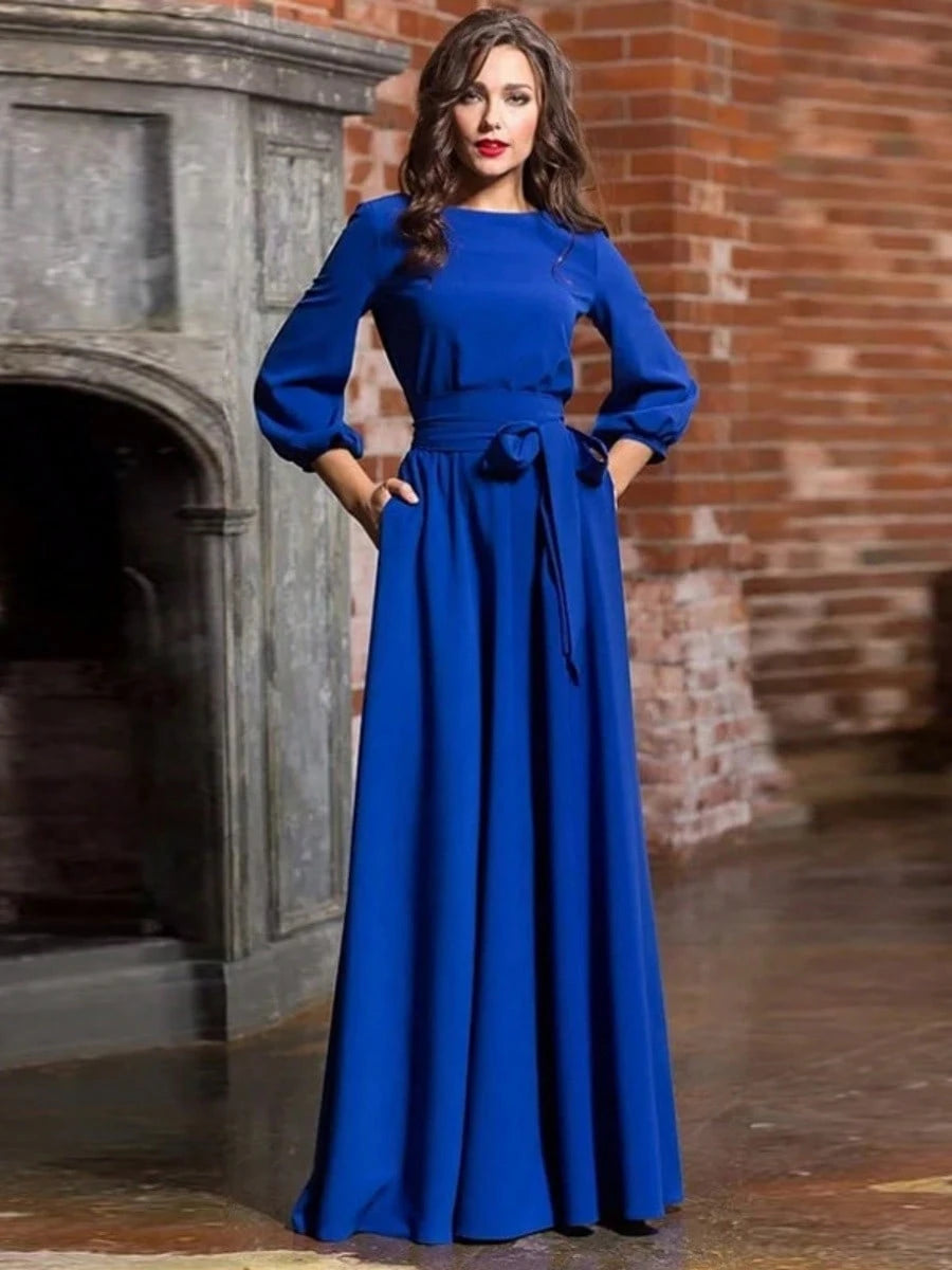 2026 New Cotton Long Dress, Women's Casual Round Neck Daily Gown - image 10