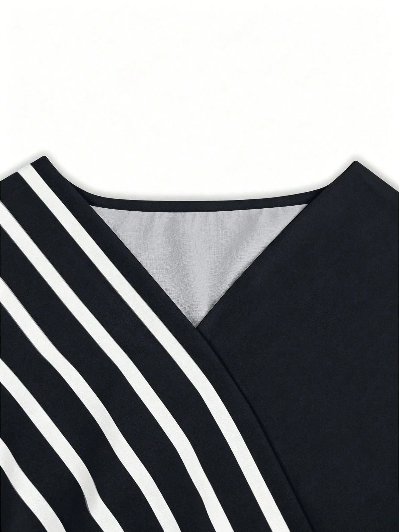 Breezaya +Women's V-Neck Striped Patchwork Casual Vacation Dress,