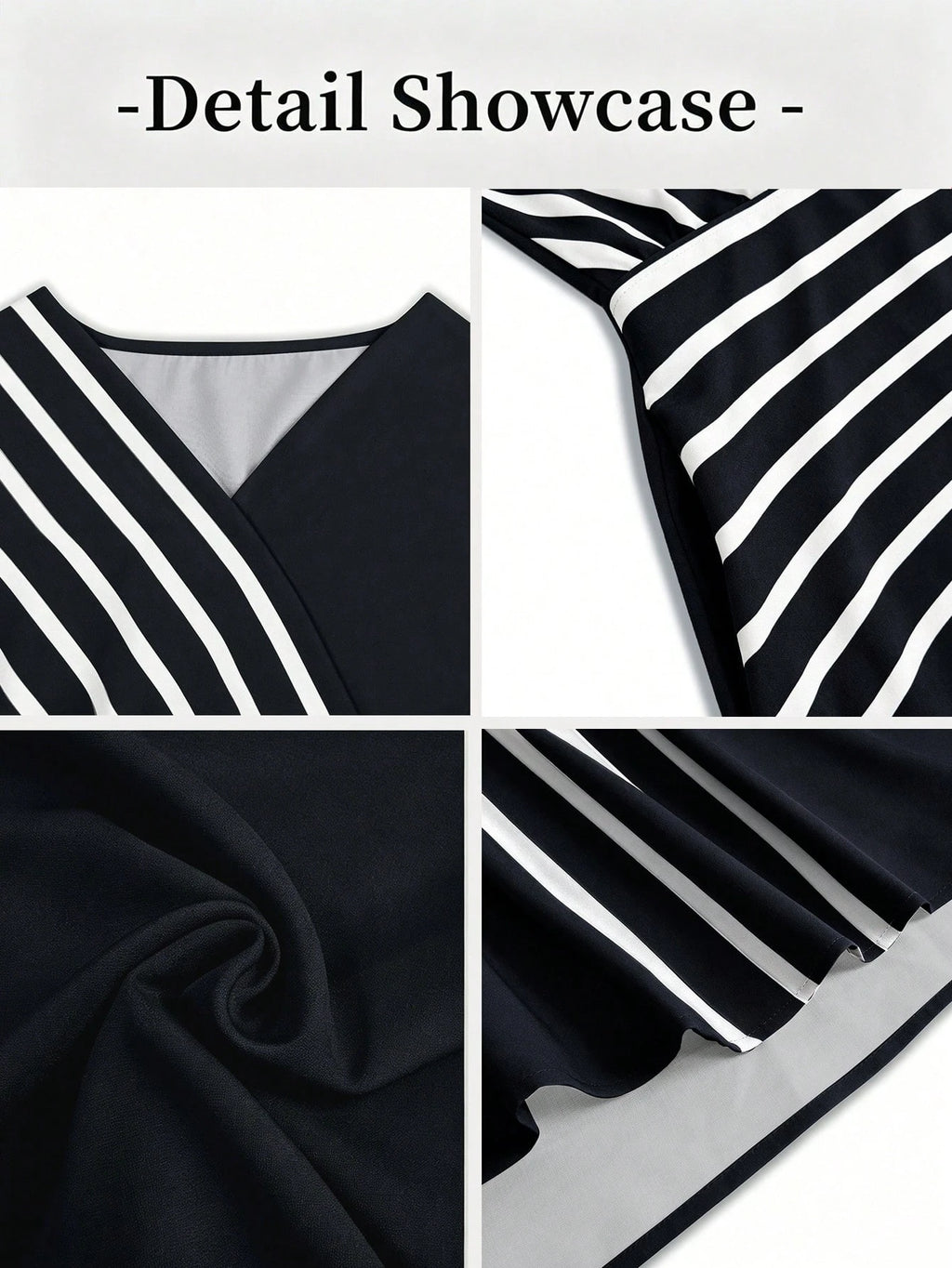 Breezaya +Women's V-Neck Striped Patchwork Casual Vacation Dress,