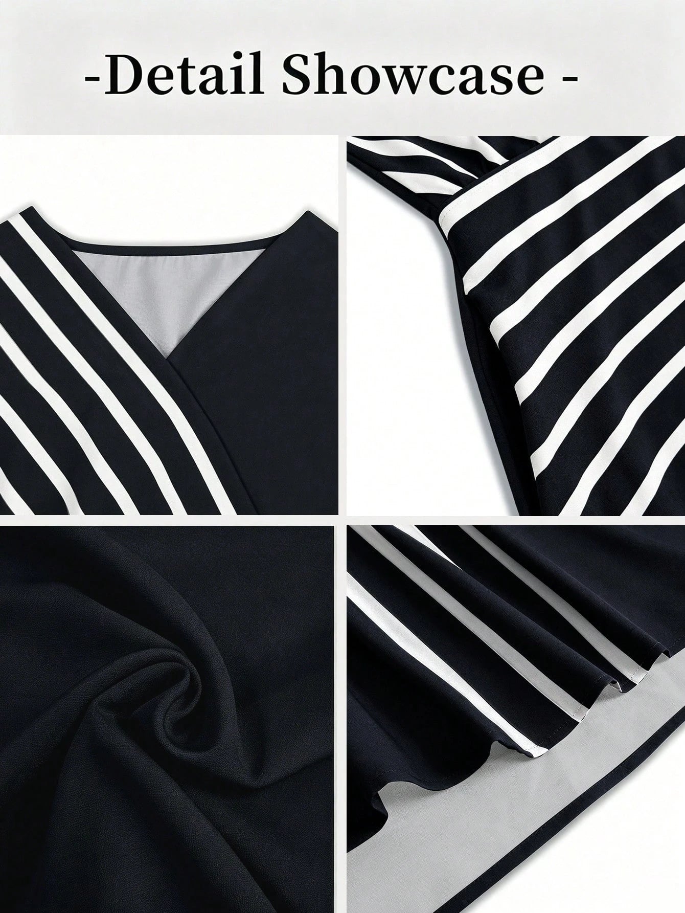 Breezaya +Women's V-Neck Striped Patchwork Casual Vacation Dress,