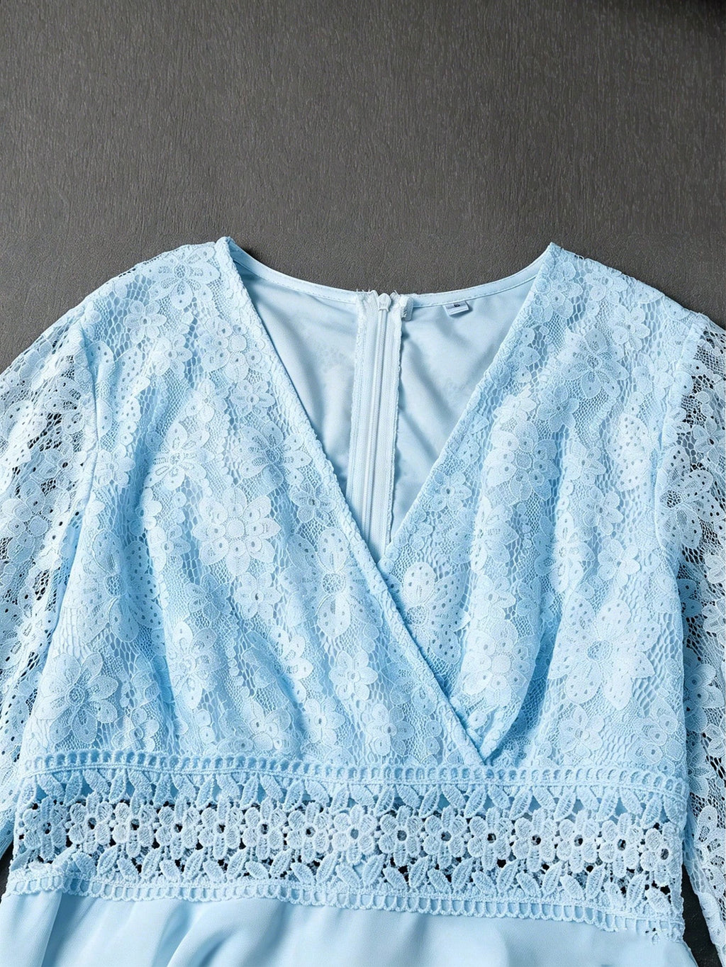 Floral Lace Dress, Chiffon Long Sleeve V-Neck Design, Suitable For Weddings Or Formal Occasions | Delicate - image 14