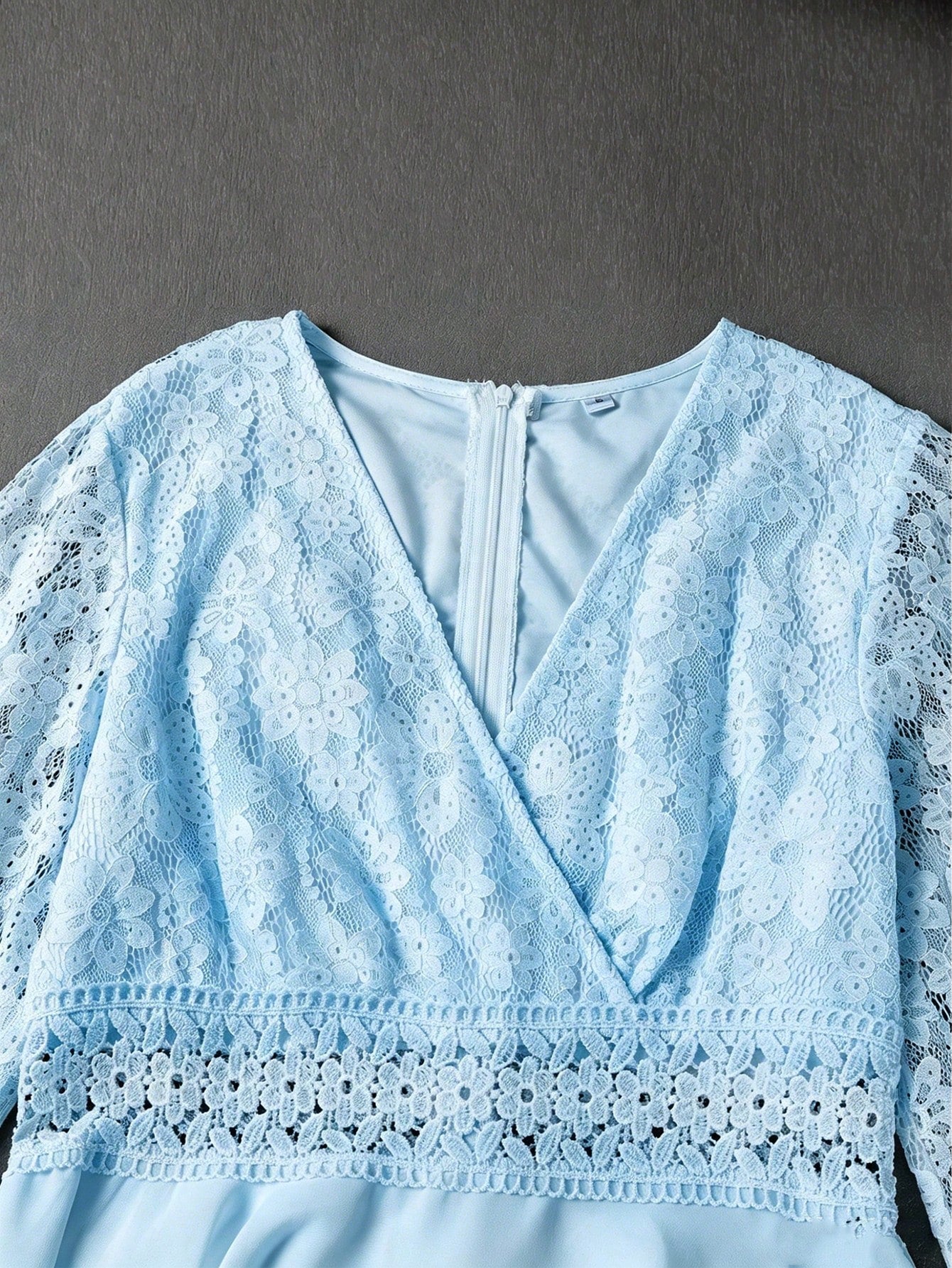 Floral Lace Dress, Chiffon Long Sleeve V-Neck Design, Suitable For Weddings Or Formal Occasions | Delicate - image 14