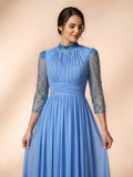 Serin Purple Winter Elegant Formal Evening Gown,Luxurious Beaded Sequin Embroidered Mesh Elastic Knit Bubble