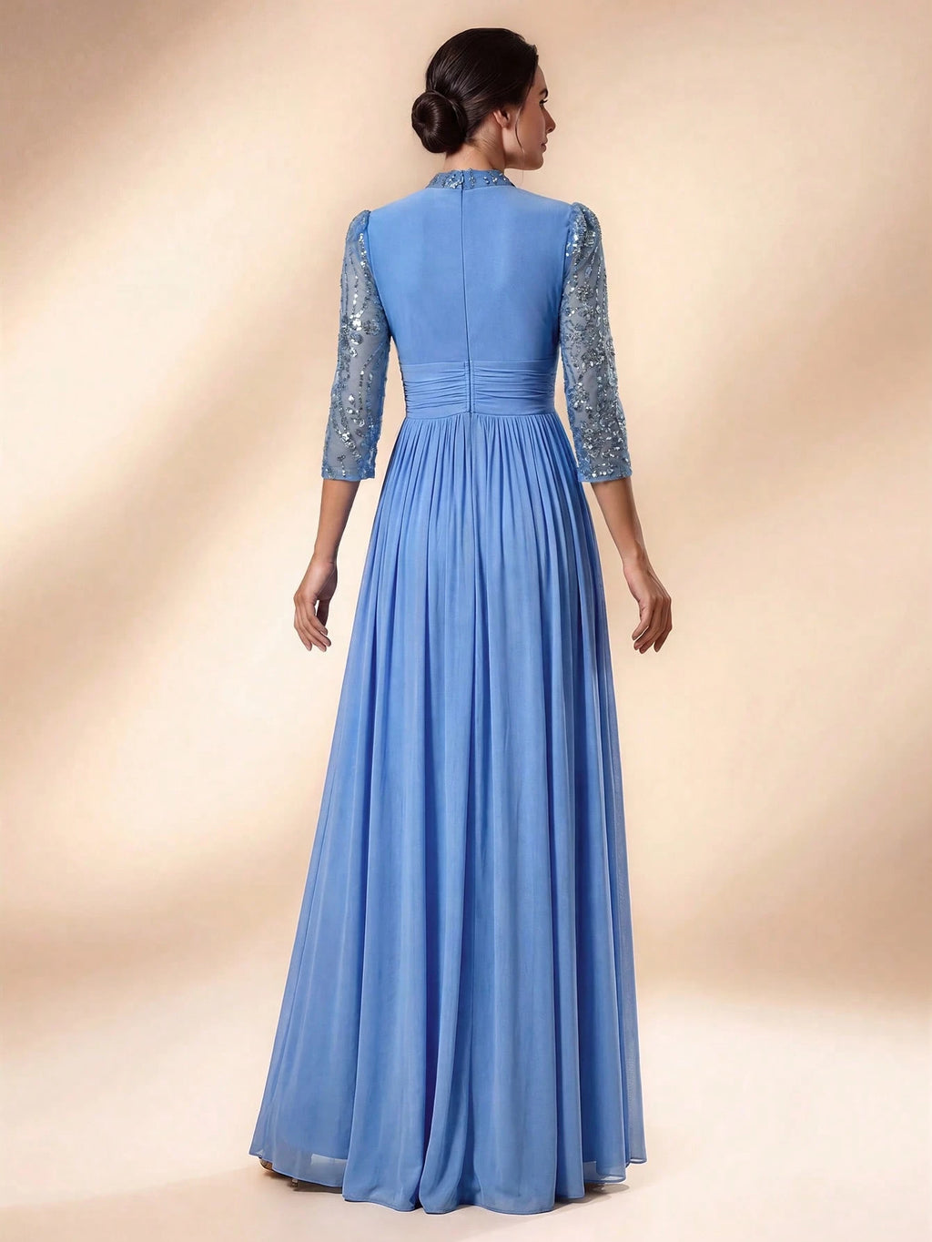 Serin Purple Winter Elegant Formal Evening Gown,Luxurious Beaded Sequin Embroidered Mesh Elastic Knit Bubble - image 2