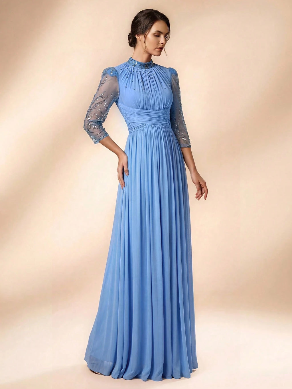 Serin Purple Winter Elegant Formal Evening Gown,Luxurious Beaded Sequin Embroidered Mesh Elastic Knit Bubble - image 7